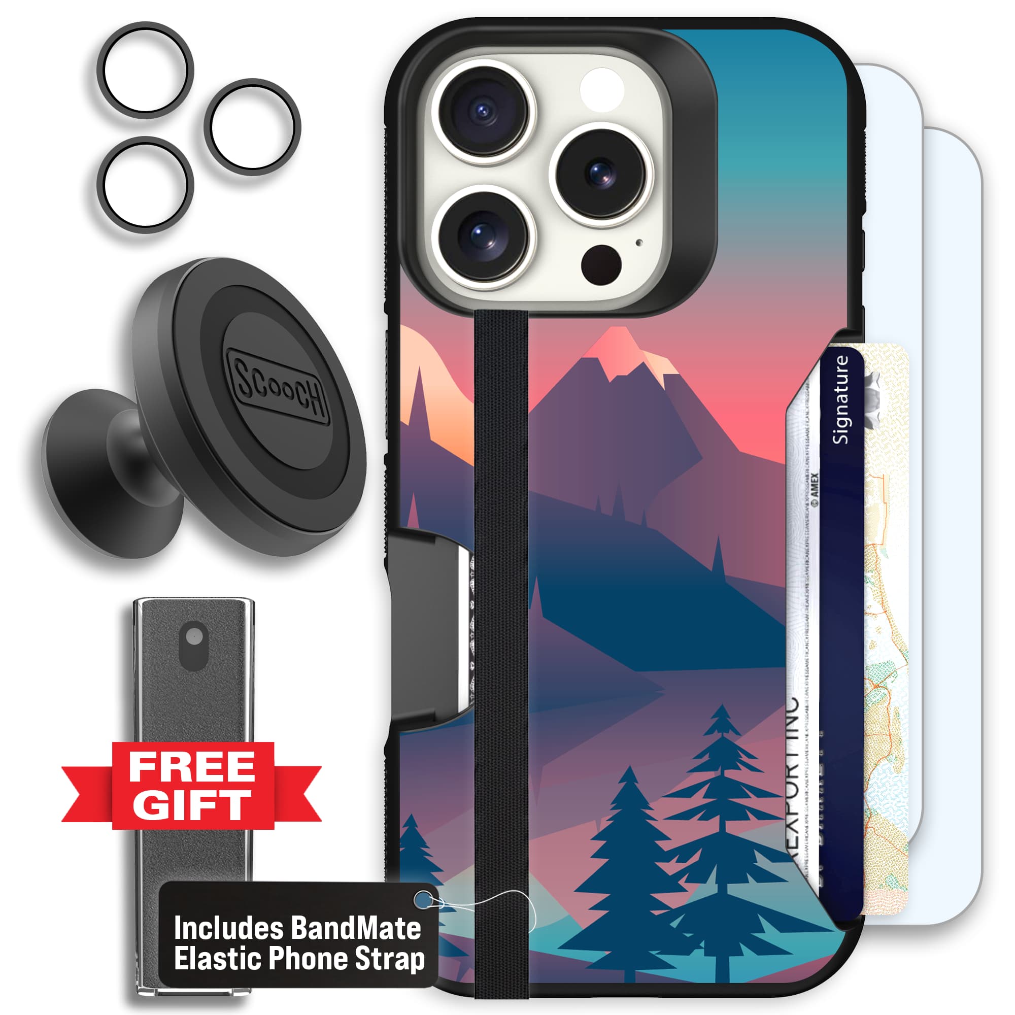 Moneymate - iPhone 16 Pro - Mountain Range - Defender Bundle