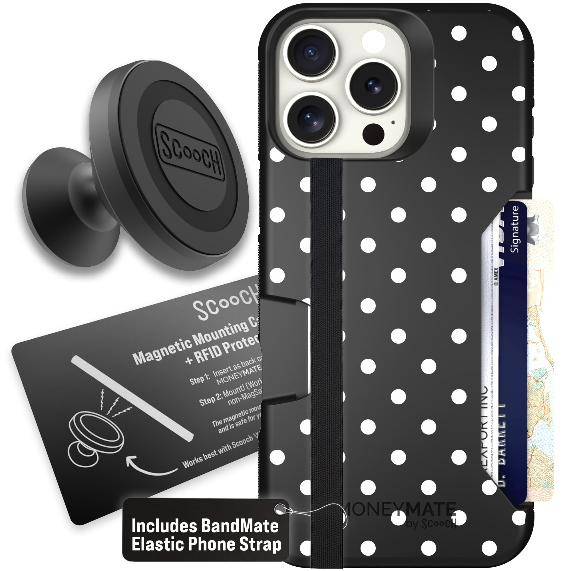 Moneymate - iPhone 16 Pro Max - Polka Dots - Starter Bundle