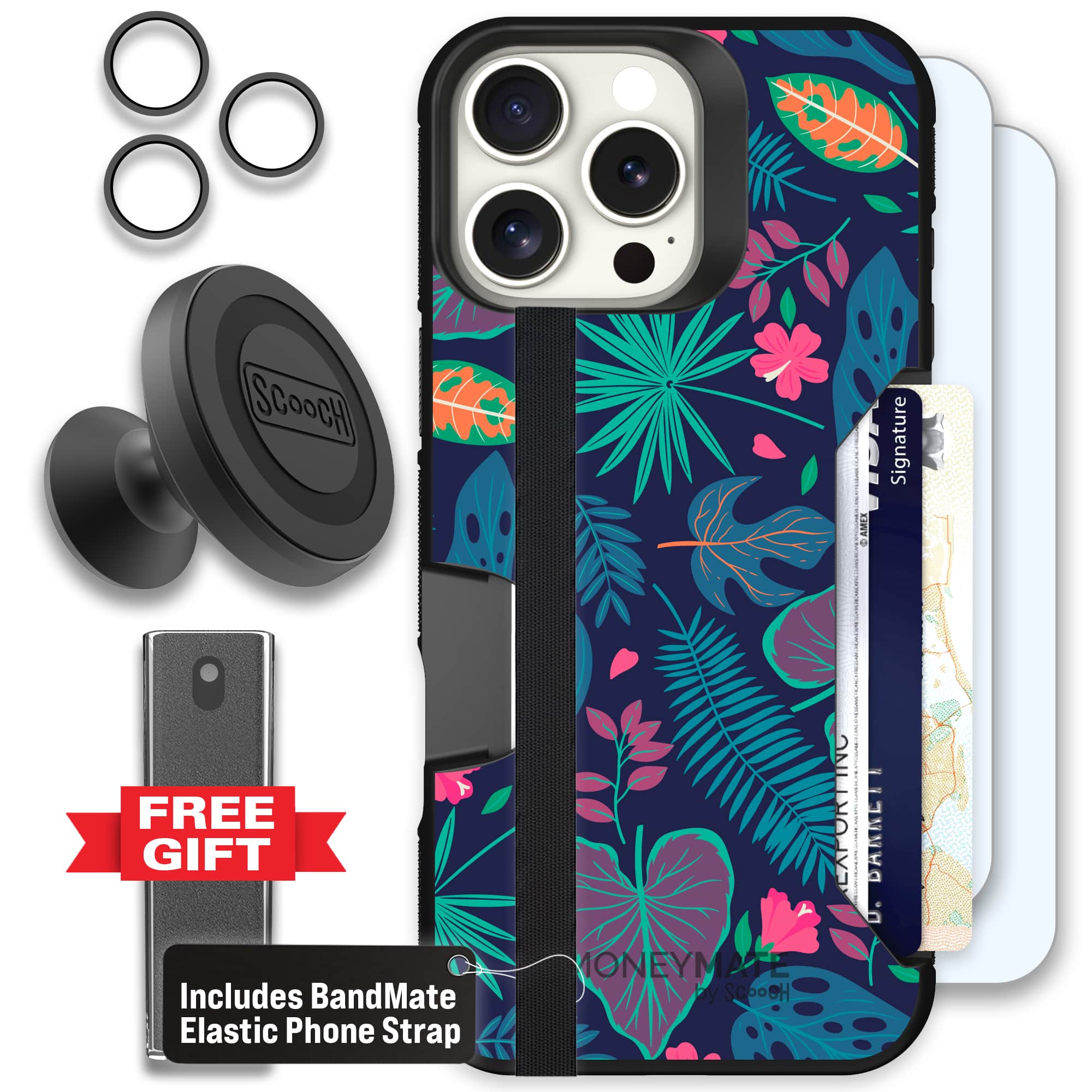 Moneymate - iPhone 16 Pro Max - Tropical Leaves - Defender Bundle