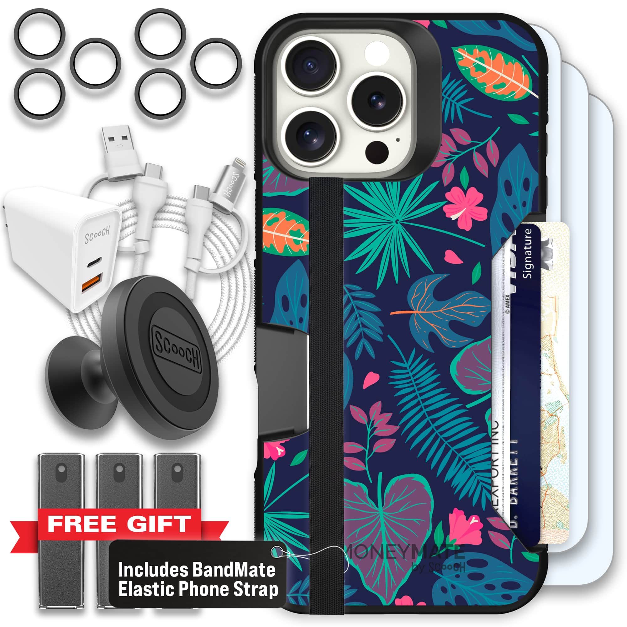 Moneymate - iPhone 16 Pro Max - Tropical Leaves - Ultimate Bundle