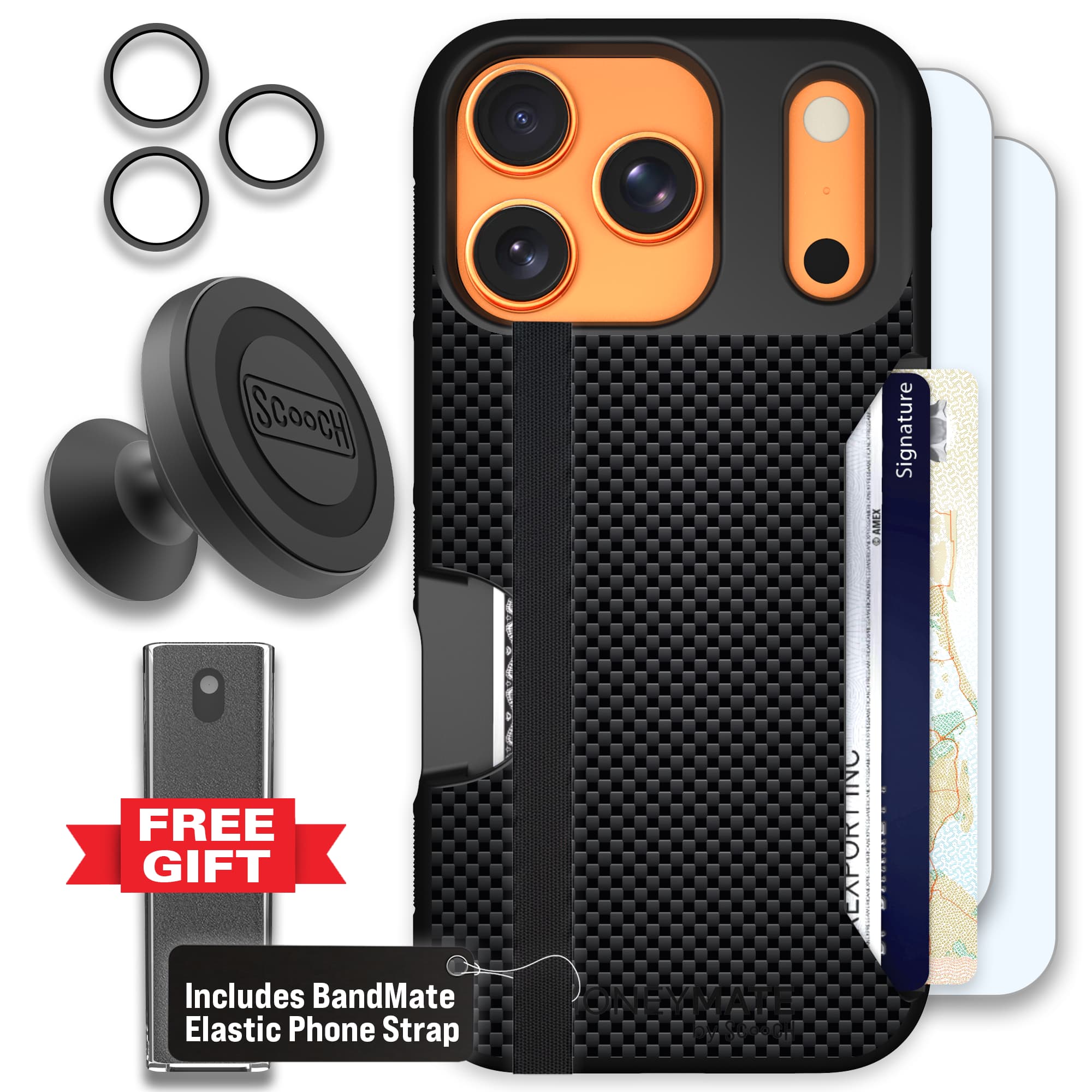 Moneymate - iPhone 17 Pro - Carbon Fiber - Defender Bundle