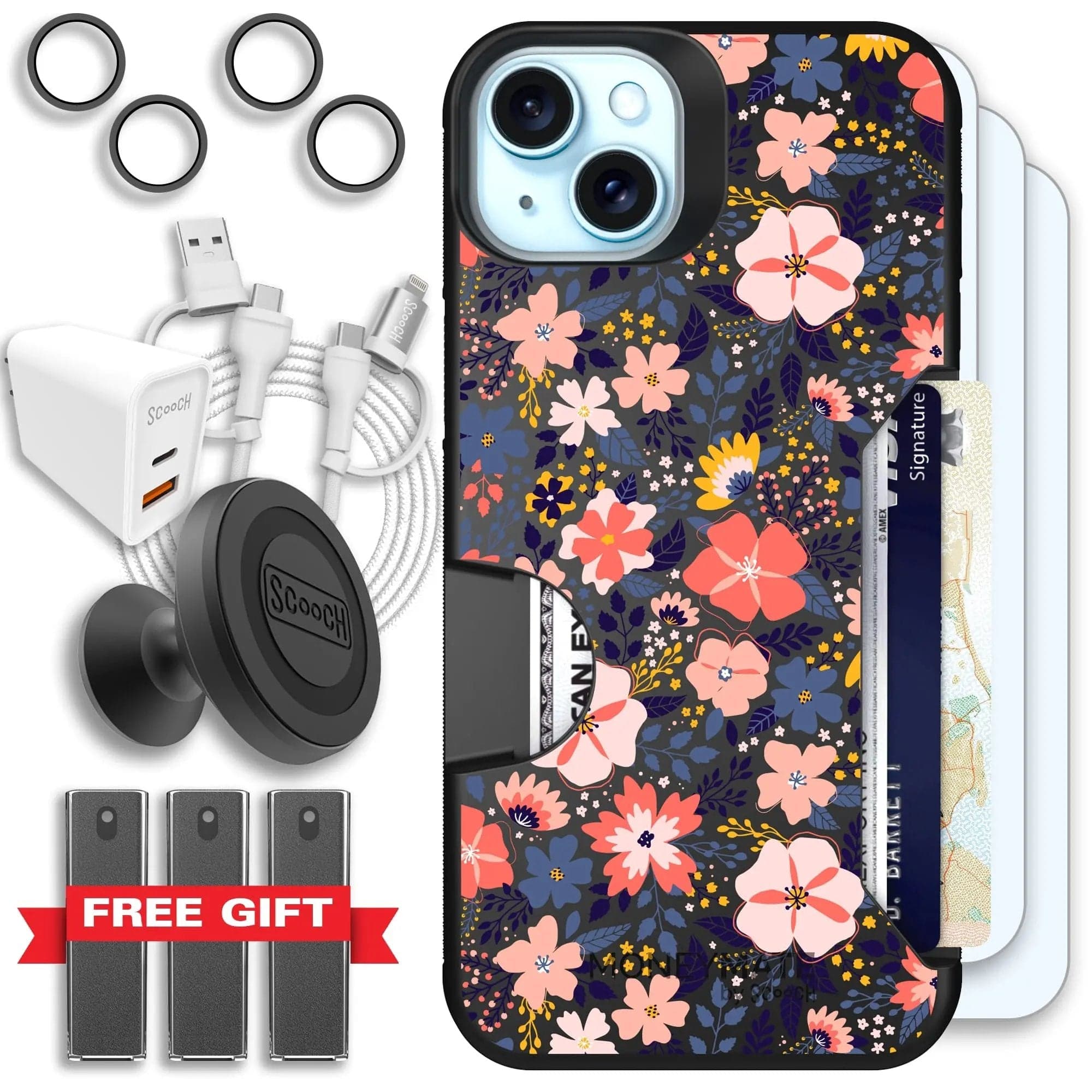 Scooch-Moneymate Ultimate Bundle for iPhone 14 Plus-Wildflowers