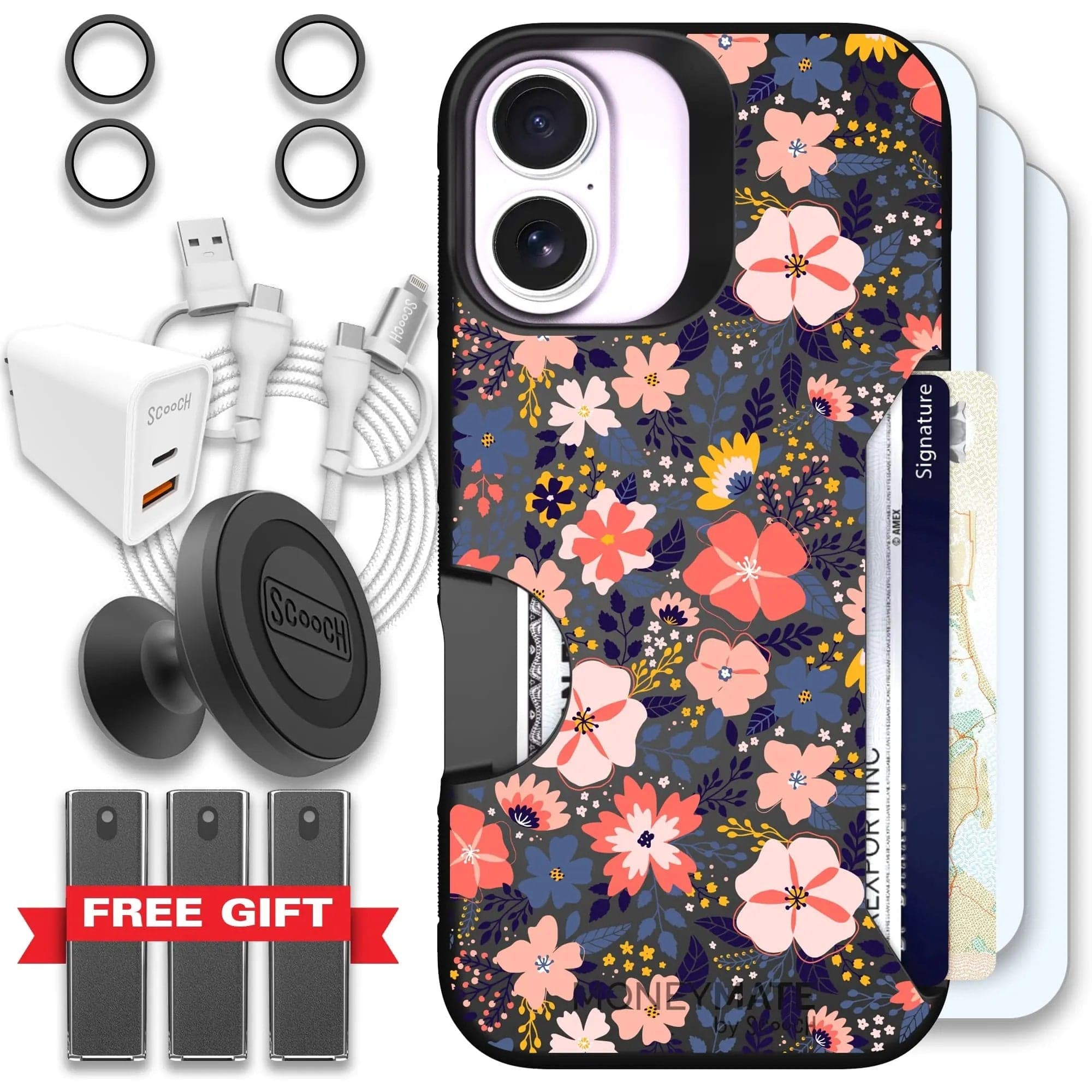 Scooch Moneymate in Wildflowers | Slim Wallet Case with Card Holder - iPhone 17 Ultimate