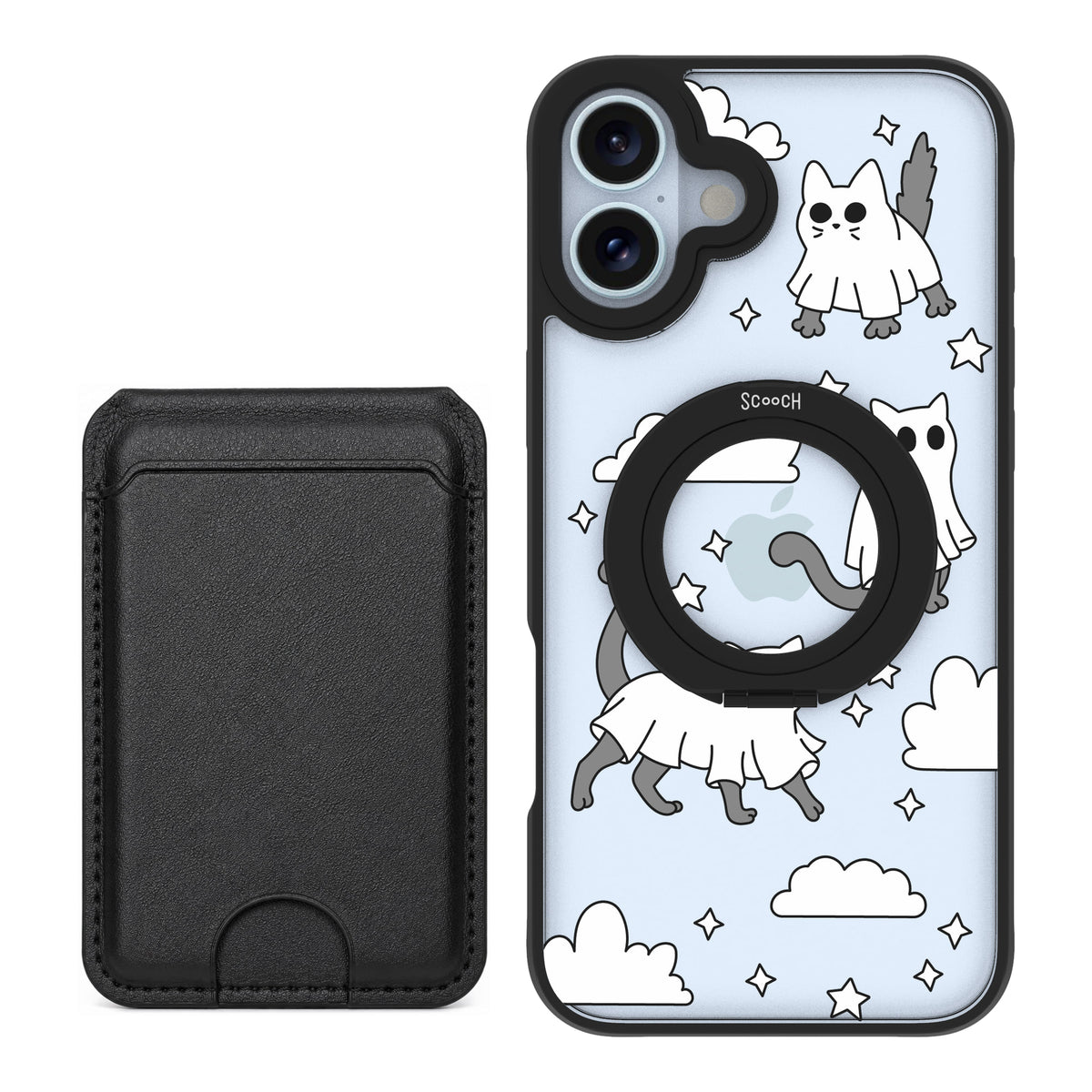 Scooch MagCase Scaredy Cats black magwallet bundle featuring the original Scaredy Cats print