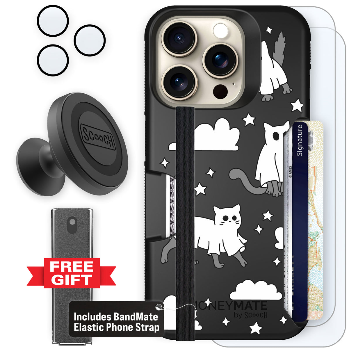 Scooch Moneymate Scaredy Cats defender bundle featuring the original Scaredy Cats print