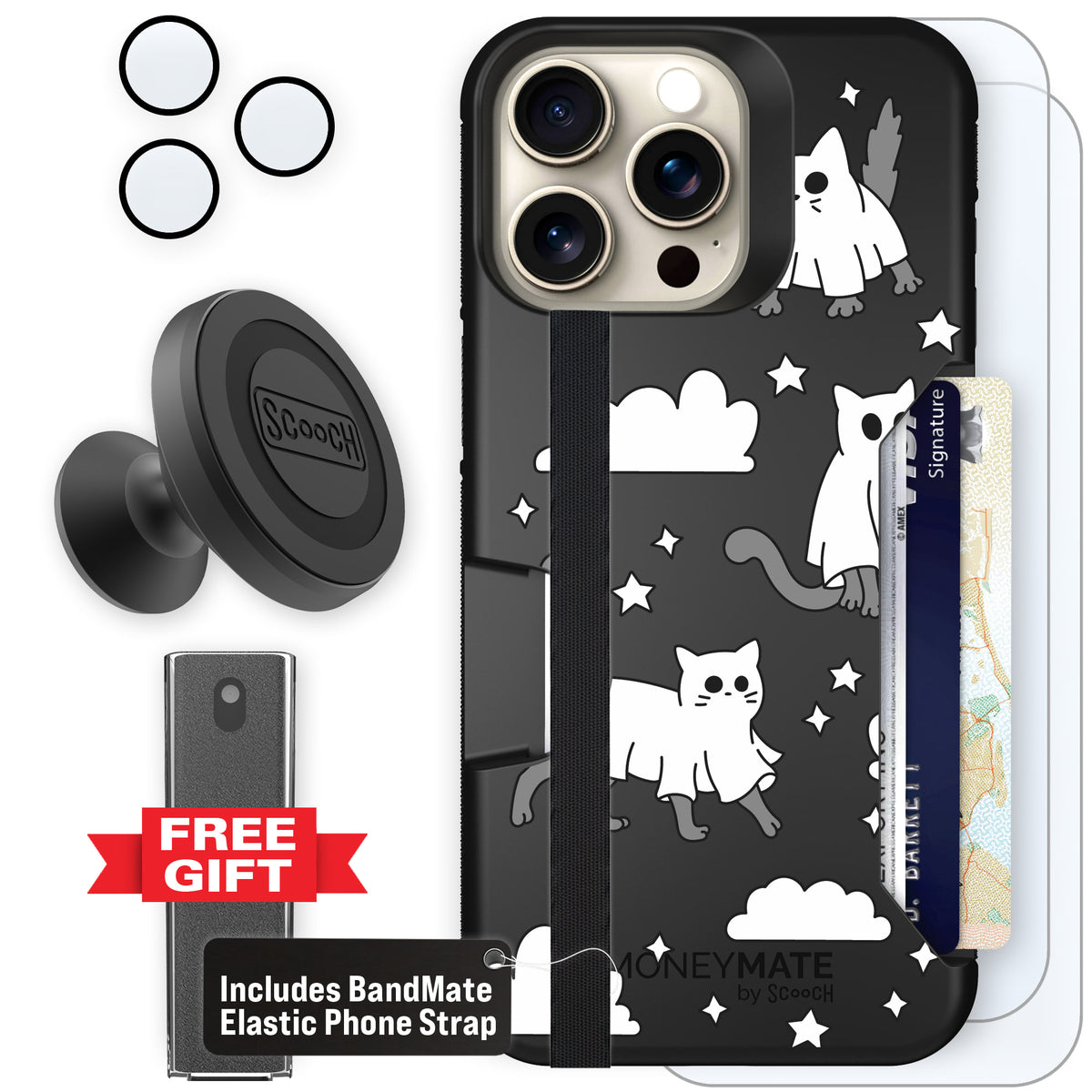 Scooch Moneymate Scaredy Cats defender bundle featuring the original Scaredy Cats print