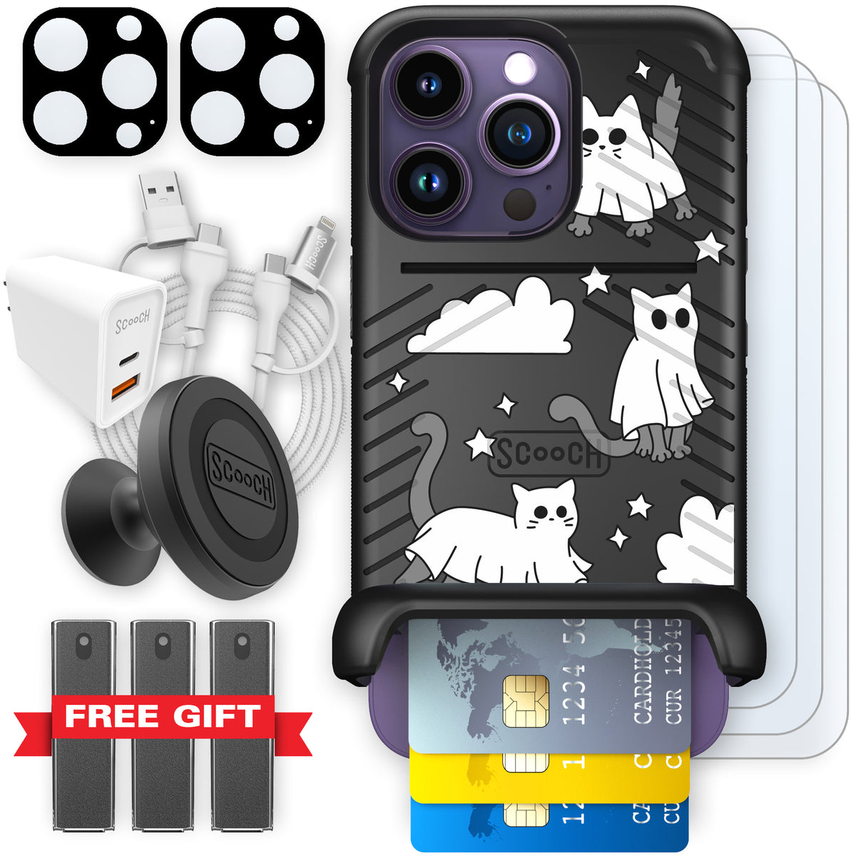 Scooch Wingmate Scaredy Cats ultimate bundle featuring the original Scaredy Cats print