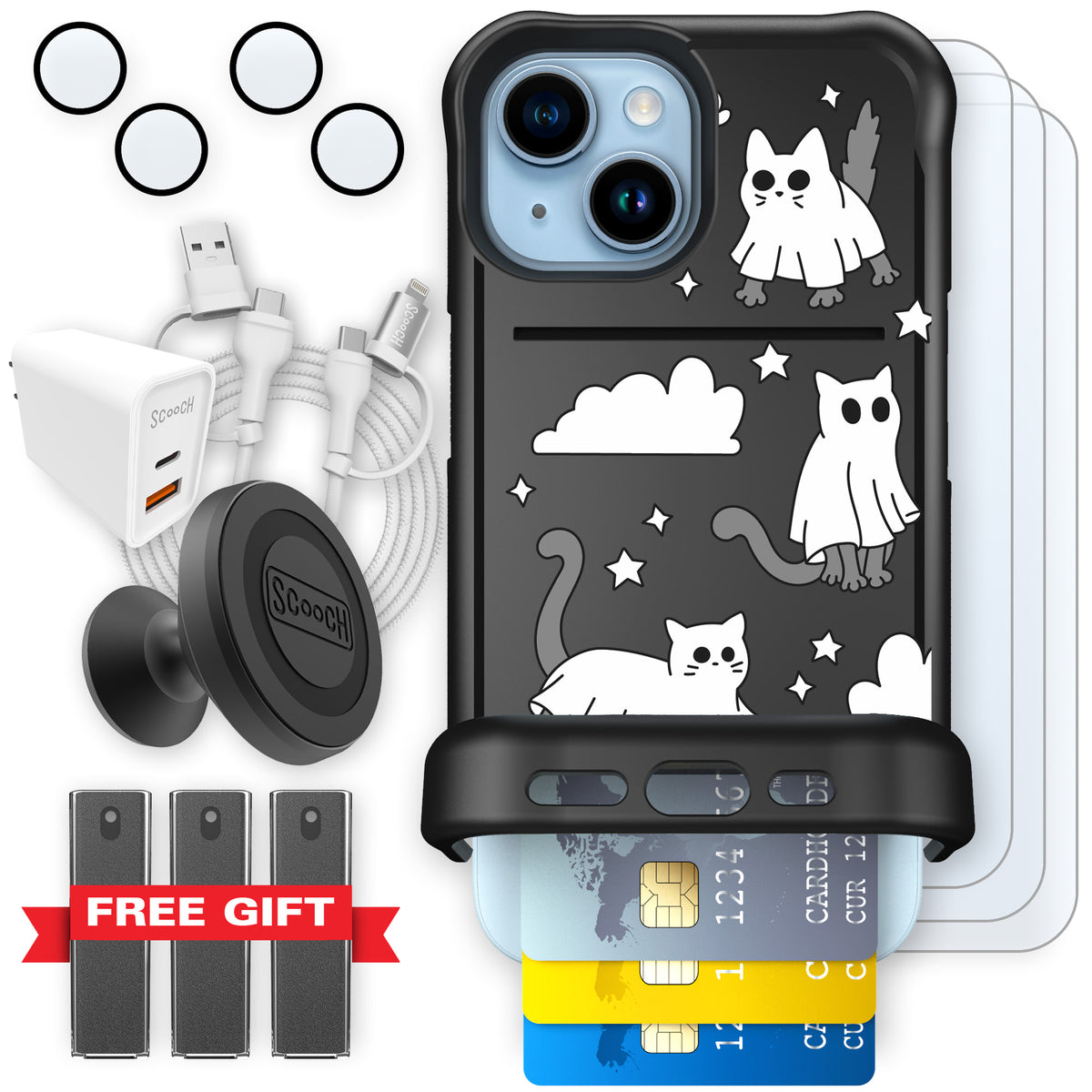 Scooch Wingmate Scaredy Cats ultimate bundle featuring the original Scaredy Cats print