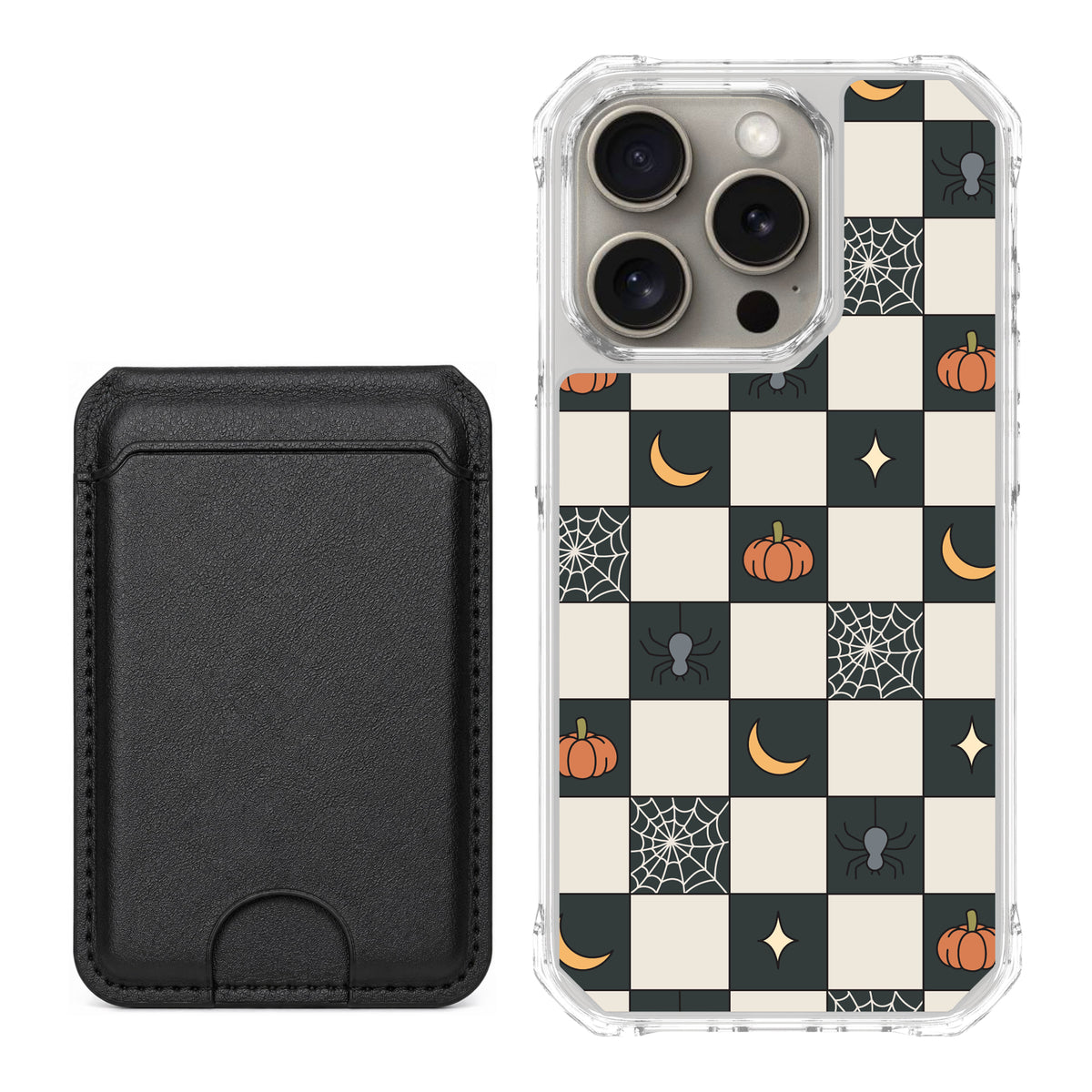 Scooch MagCase Spooky Squares black magwallet bundle featuring the original Spooky Squares print