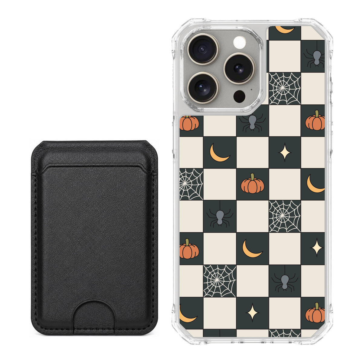 Scooch MagCase Spooky Squares black magwallet bundle featuring the original Spooky Squares print