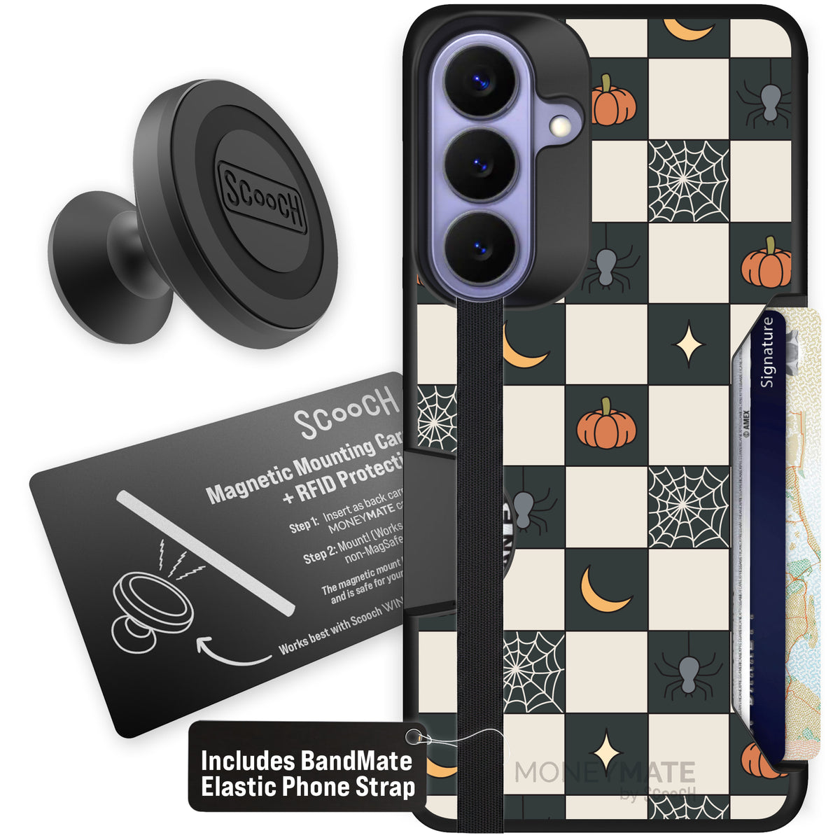 Scooch Moneymate Spooky Squares starter bundle featuring the original Spooky Squares print
