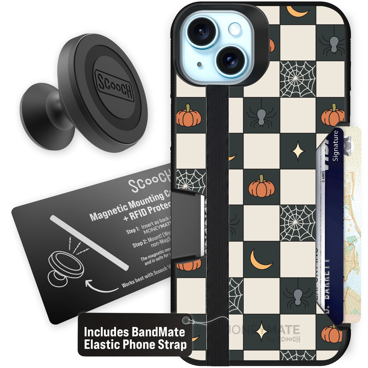 Scooch Moneymate Spooky Squares starter bundle featuring the original Spooky Squares print
