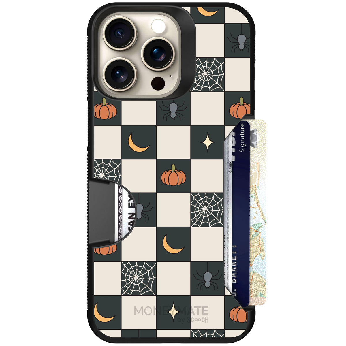 Scooch Moneymate Spooky Squares case featuring the original Spooky Squares print
