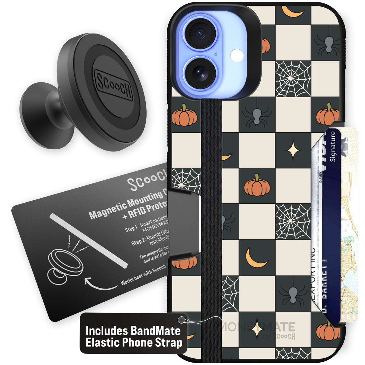 Scooch Moneymate Spooky Squares starter bundle featuring the original Spooky Squares print