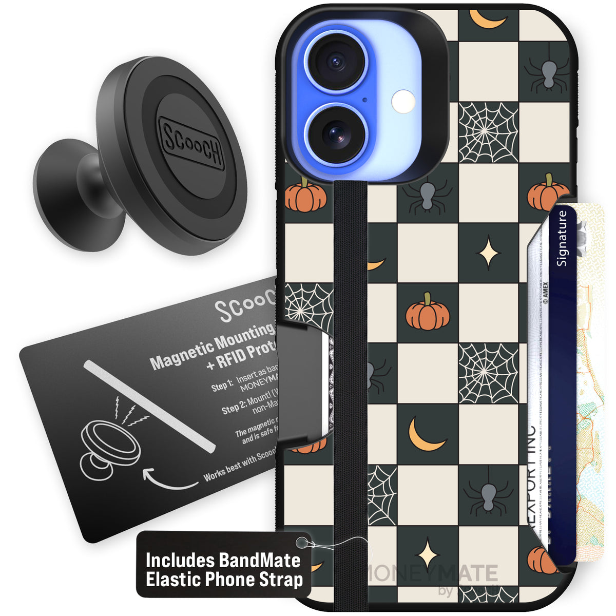 Scooch Moneymate Spooky Squares starter bundle featuring the original Spooky Squares print