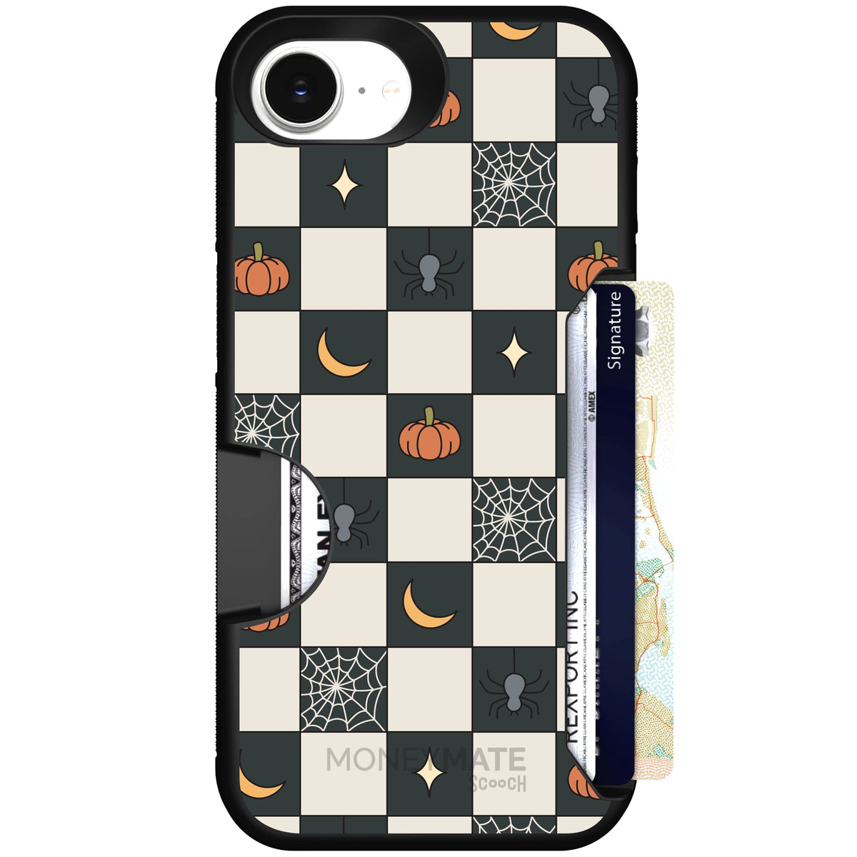 Scooch Moneymate Spooky Squares case featuring the original Spooky Squares print