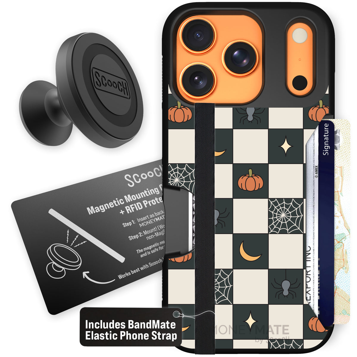 Scooch Moneymate Spooky Squares starter bundle featuring the original Spooky Squares print