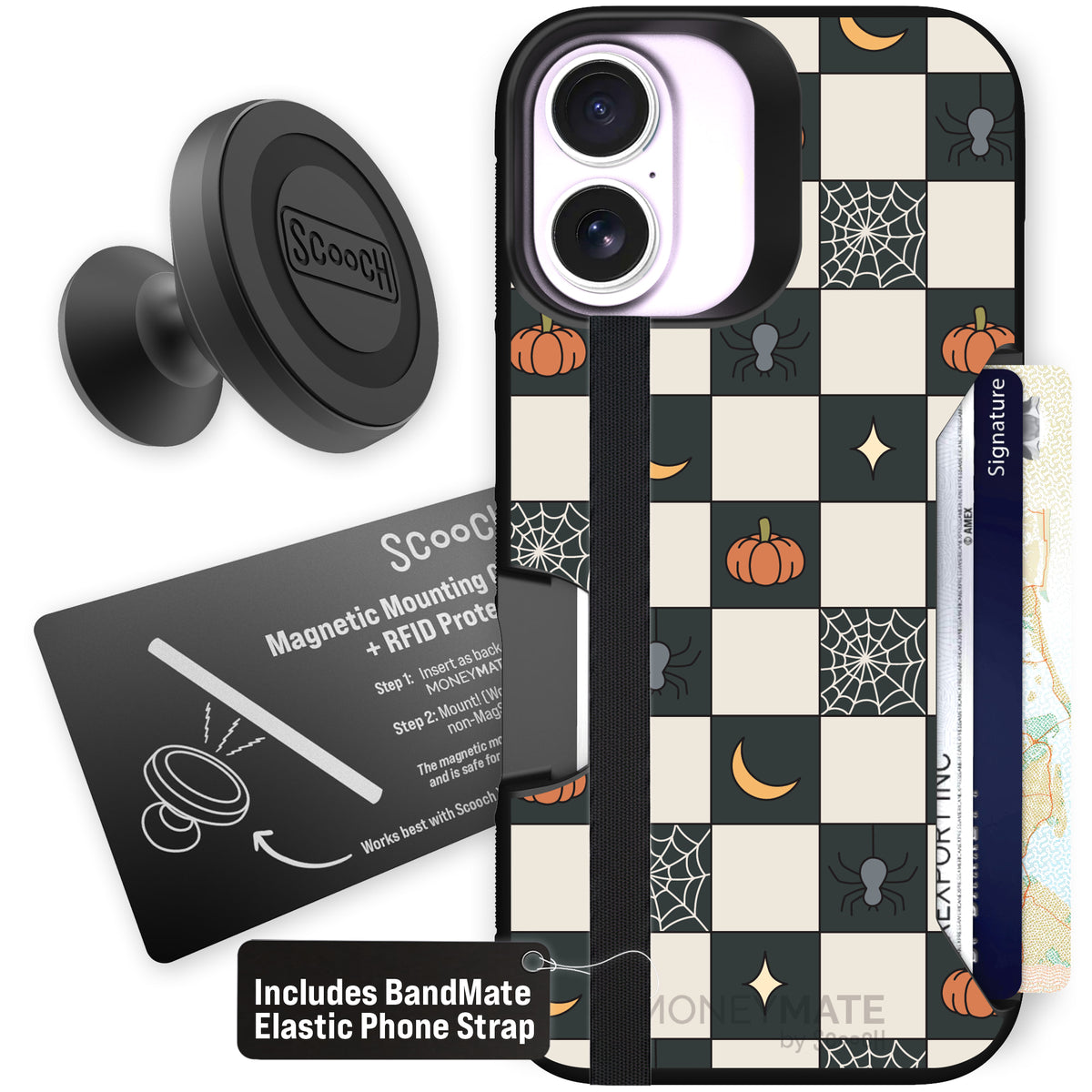 Scooch Moneymate Spooky Squares starter bundle featuring the original Spooky Squares print