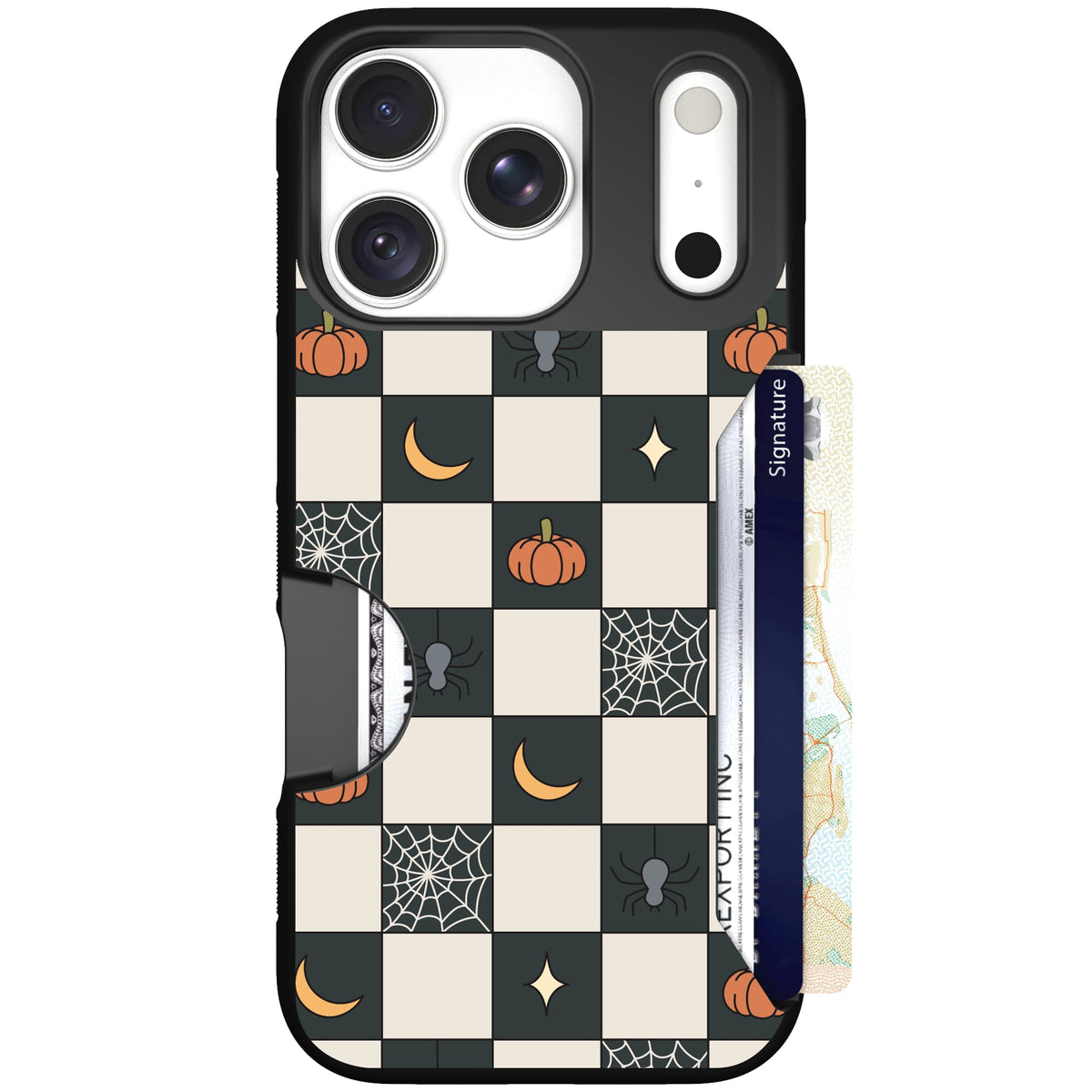 Scooch Moneymate Spooky Squares case featuring the original Spooky Squares print