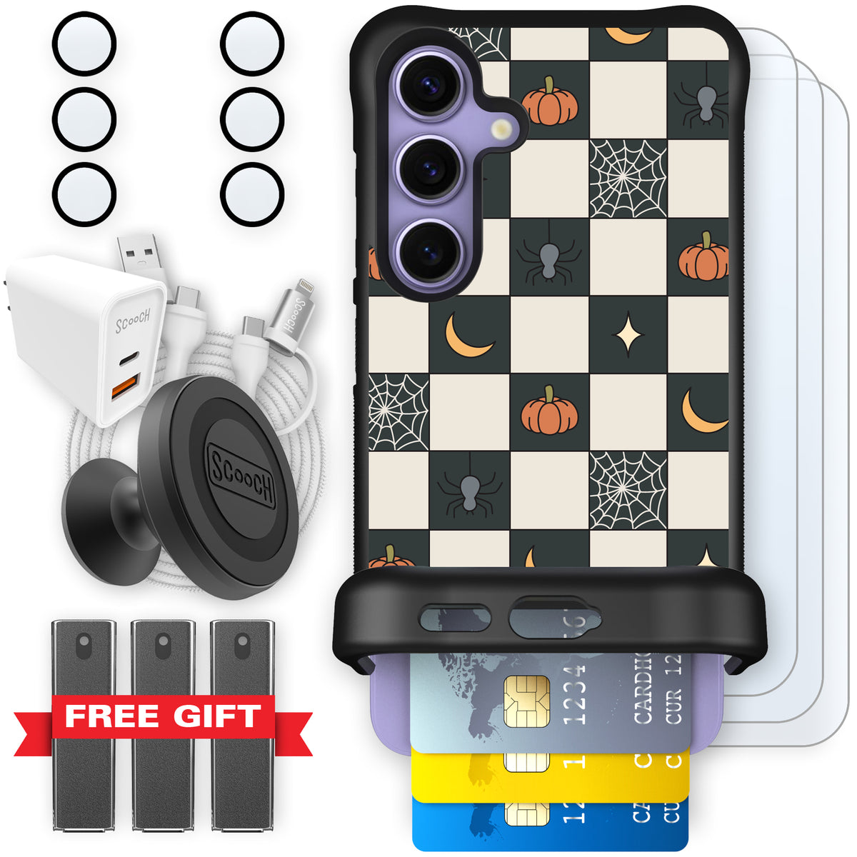 Scooch Wingmate Spooky Squares ultimate bundle featuring the original Spooky Squares print