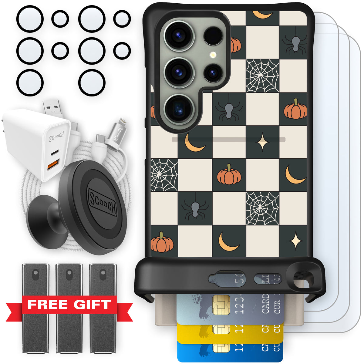 Scooch Wingmate Spooky Squares ultimate bundle featuring the original Spooky Squares print
