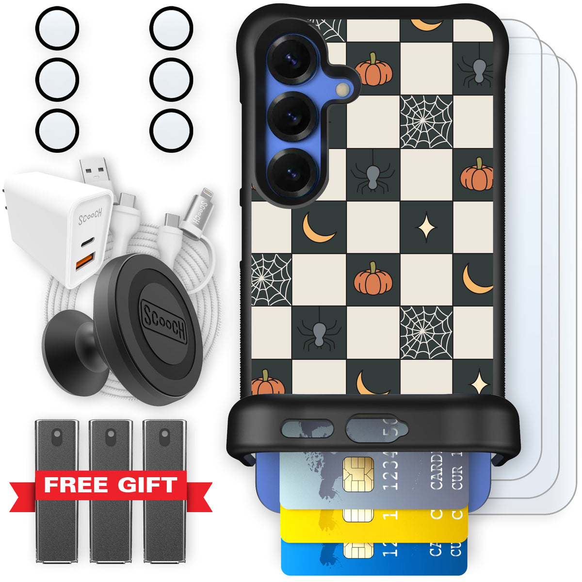 Scooch Wingmate Spooky Squares ultimate bundle featuring the original Spooky Squares print