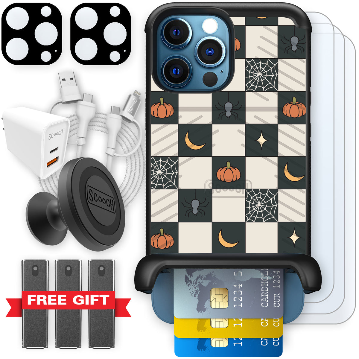 Scooch Wingmate Spooky Squares ultimate bundle featuring the original Spooky Squares print