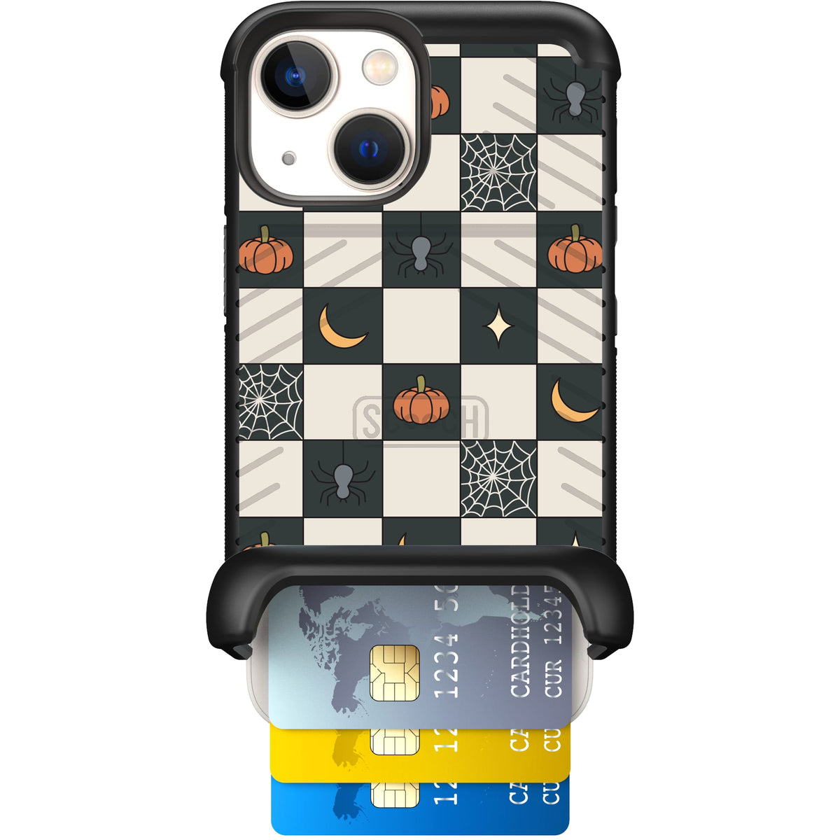 Scooch Wingmate Spooky Squares case featuring the original Spooky Squares print