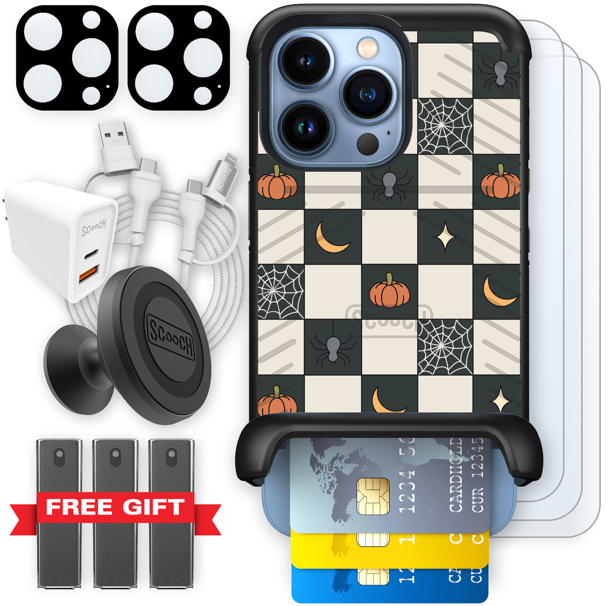 Scooch Wingmate Spooky Squares ultimate bundle featuring the original Spooky Squares print