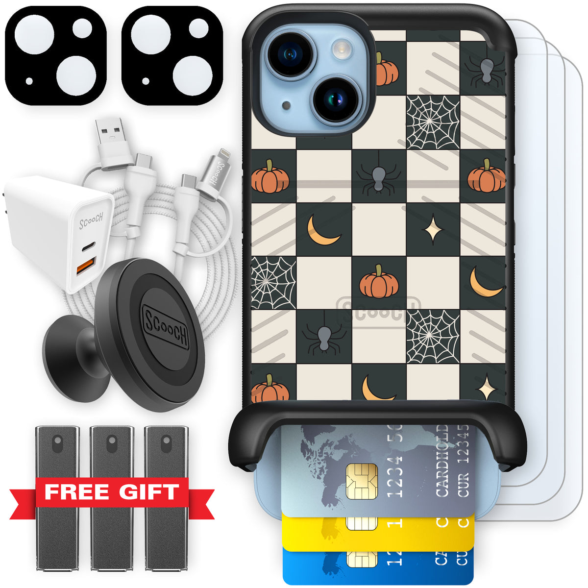 Scooch Wingmate Spooky Squares ultimate bundle featuring the original Spooky Squares print