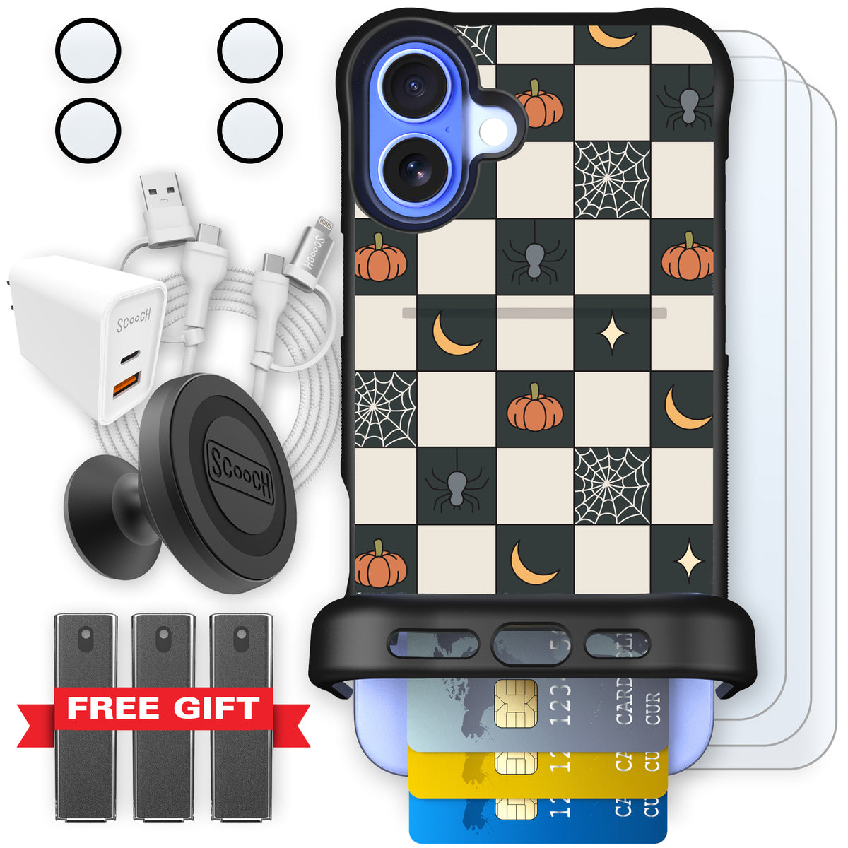 Scooch Wingmate Spooky Squares ultimate bundle featuring the original Spooky Squares print