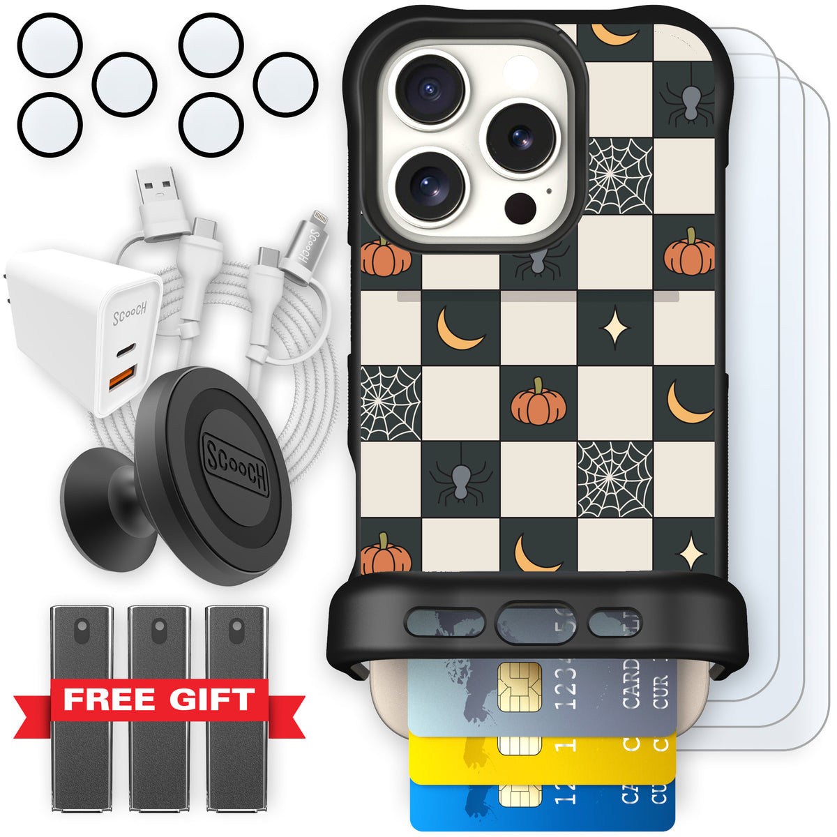 Scooch Wingmate Spooky Squares ultimate bundle featuring the original Spooky Squares print