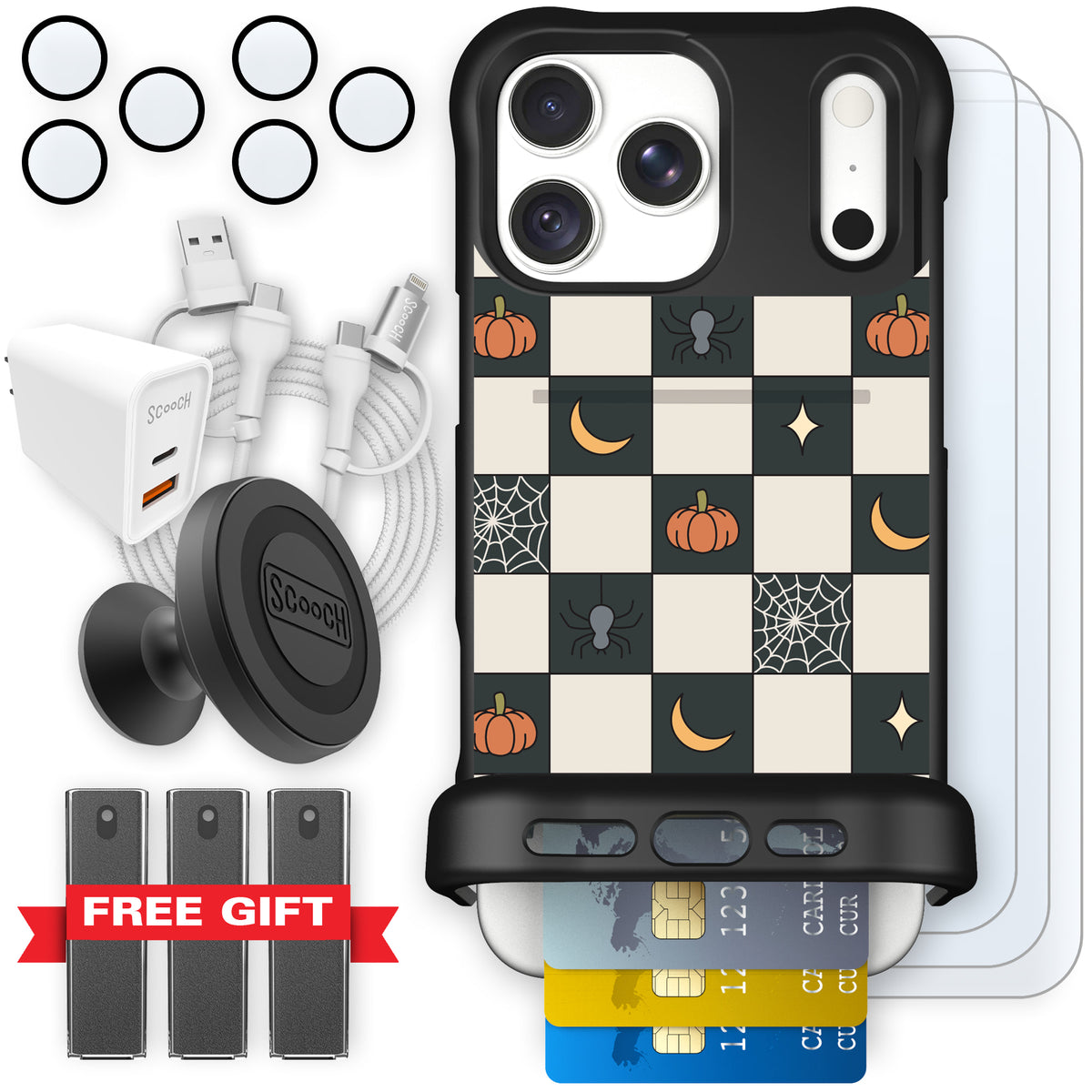 Scooch Wingmate Spooky Squares ultimate bundle featuring the original Spooky Squares print