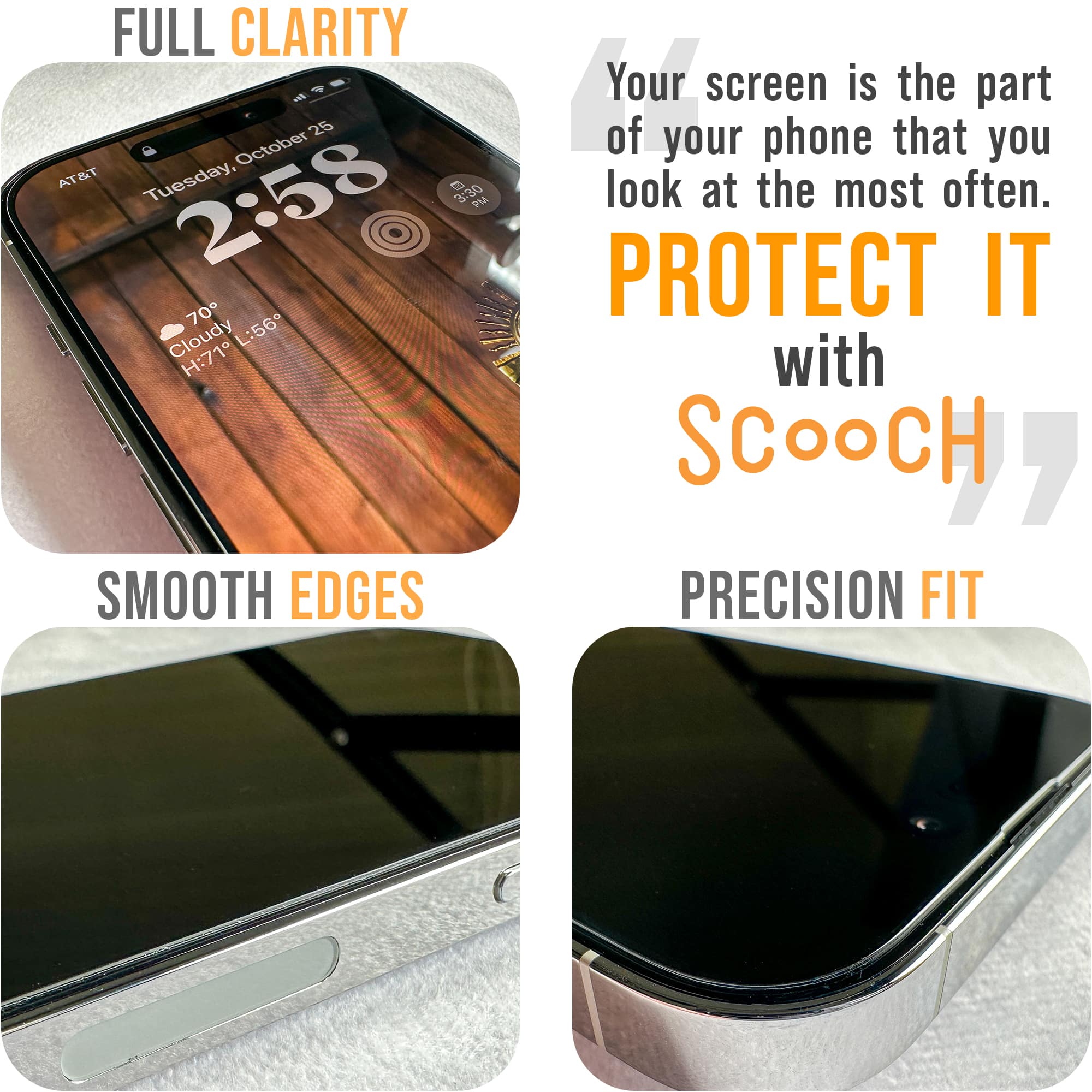Scooch Glass full clarity, smooth edges, and precision fit