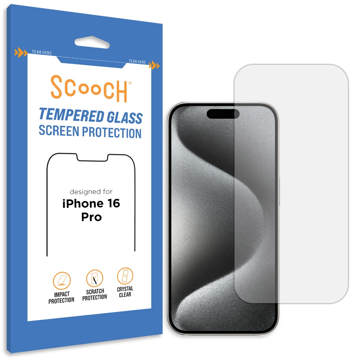 Scooch Glass screen protector for iPhone 16 Pro