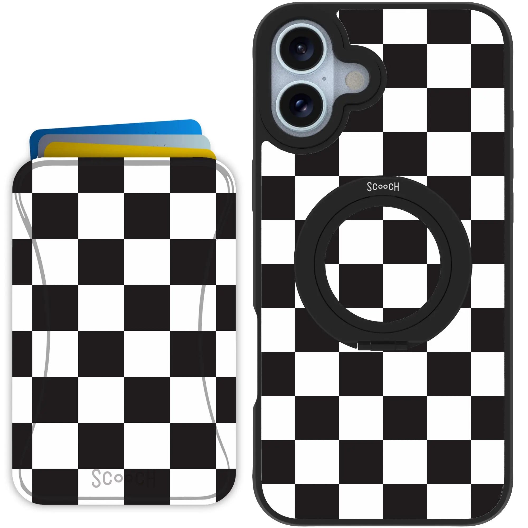 Scooch-HaloCase + MagWallet 2.0 MixMatch Bundle for iPhone 16 Plus-Checkered