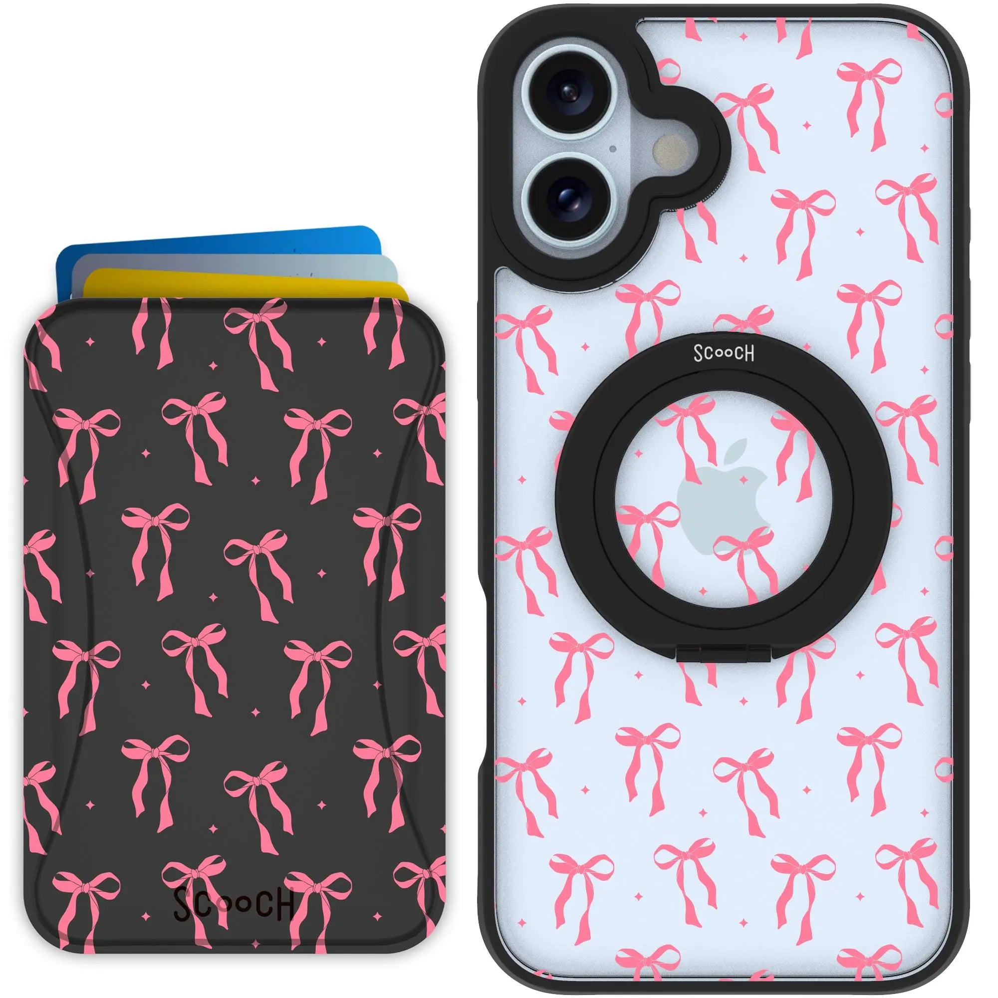 Scooch-HaloCase + MagWallet 2.0 MixMatch Bundle for iPhone 16 Plus-Pink-Bows