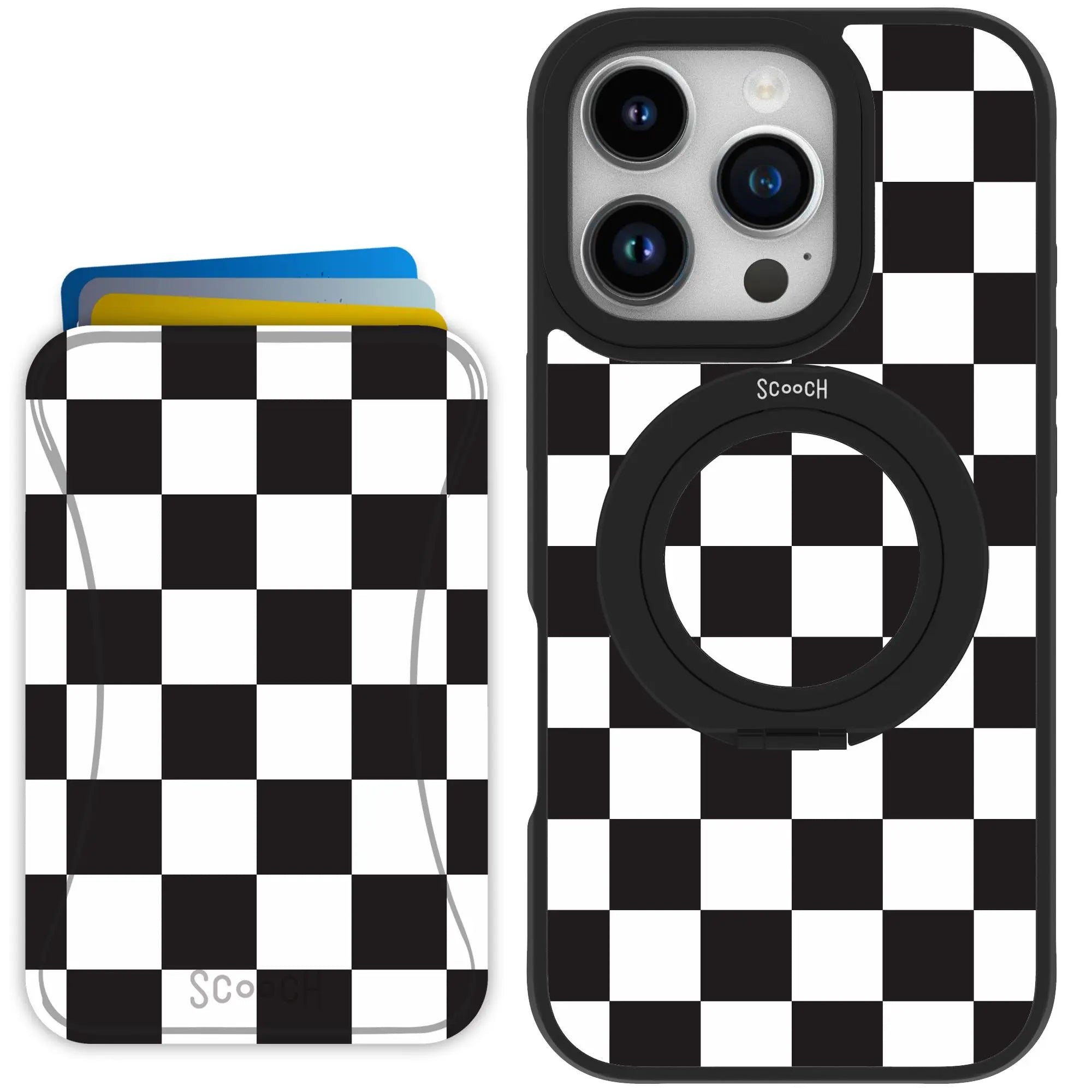 Scooch-HaloCase + MagWallet 2.0 MixMatch Bundle for iPhone 16 Pro-Checkered