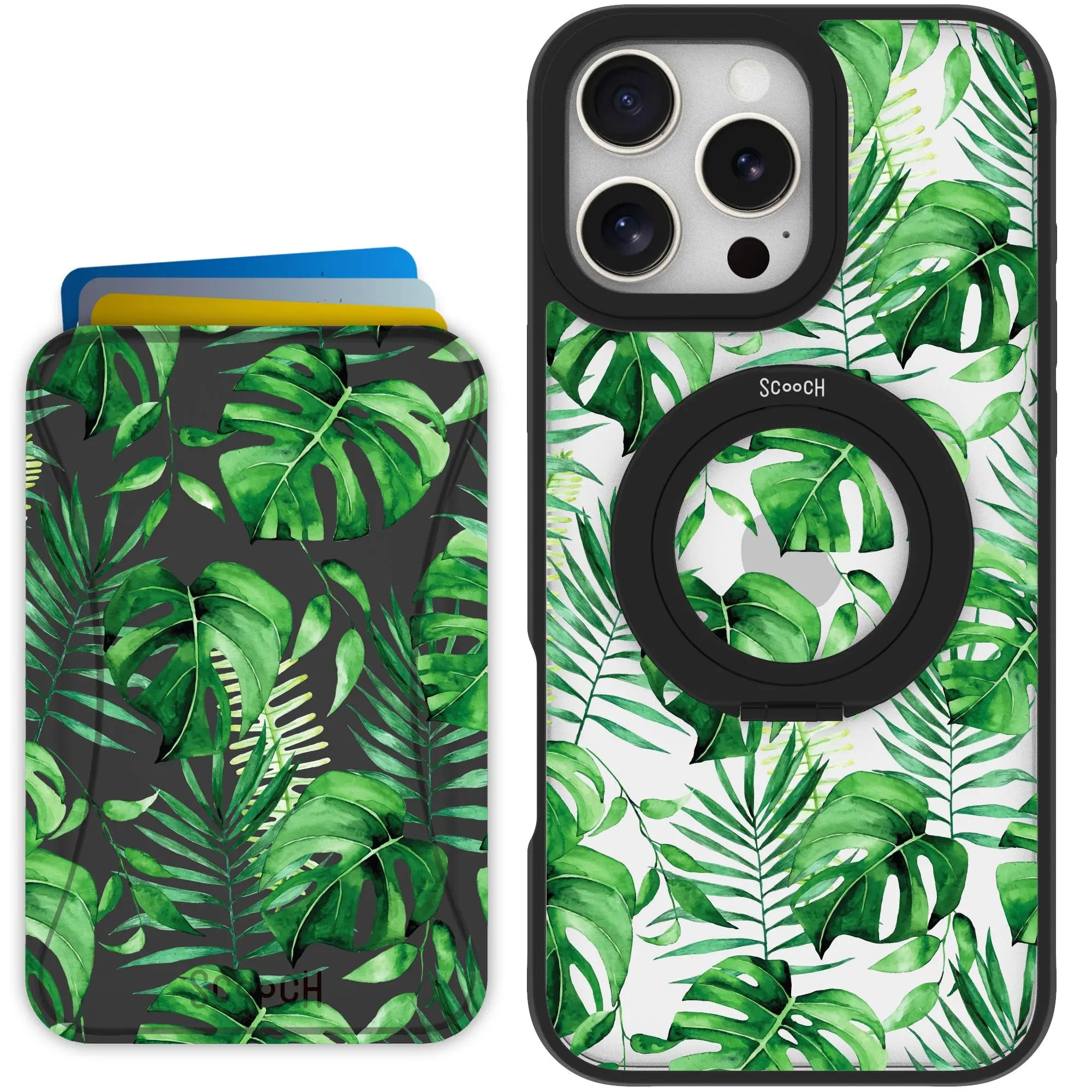 Scooch-HaloCase + MagWallet 2.0 MixMatch Bundle for iPhone 16 Pro Max-Monstera