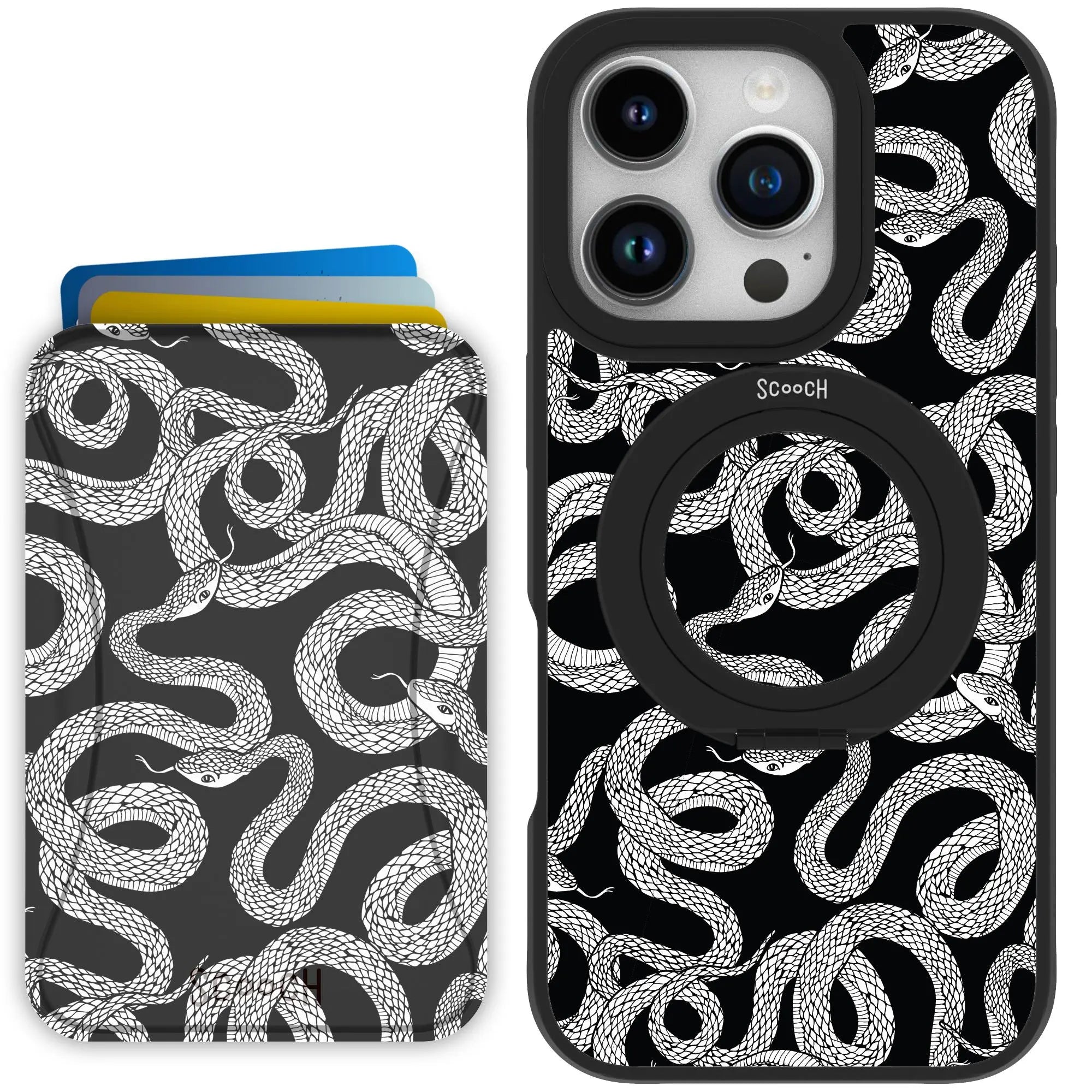 Scooch-HaloCase + MagWallet 2.0 MixMatch Bundle for iPhone 16 Pro-Snakes