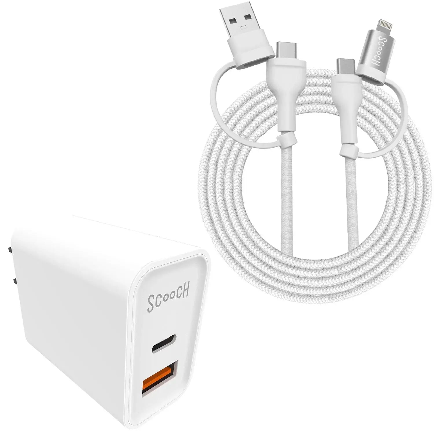 Scooch-JuiceCord 4-in-1 - 60W Charging Cable (4FT) with USB-A, USB-C, and Lightning-with-JuicePlug
