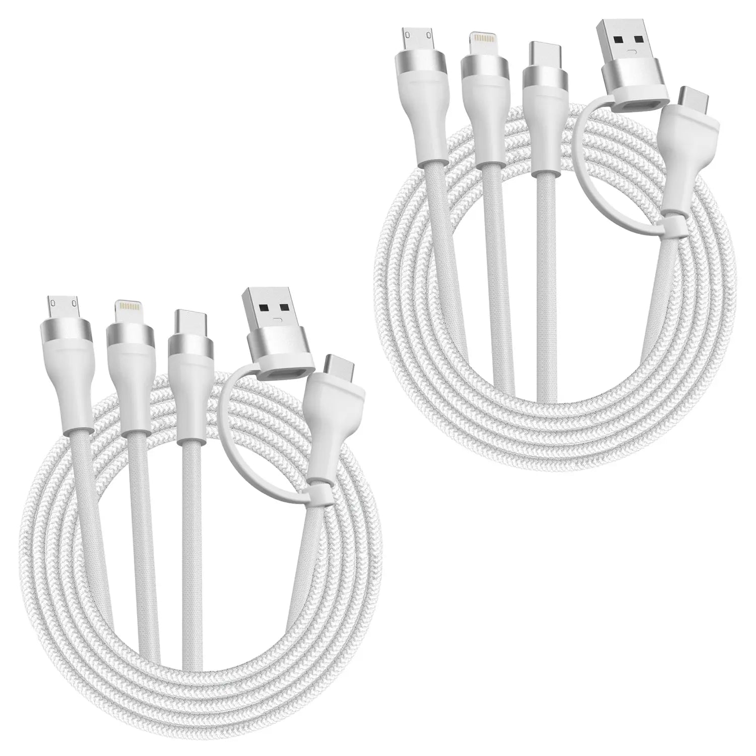 Scooch-JuiceCord 6-in-1 - 65W Charging Cable (4FT) with USB-A, USB-C, Micro USB, and Lightning-2-Pack