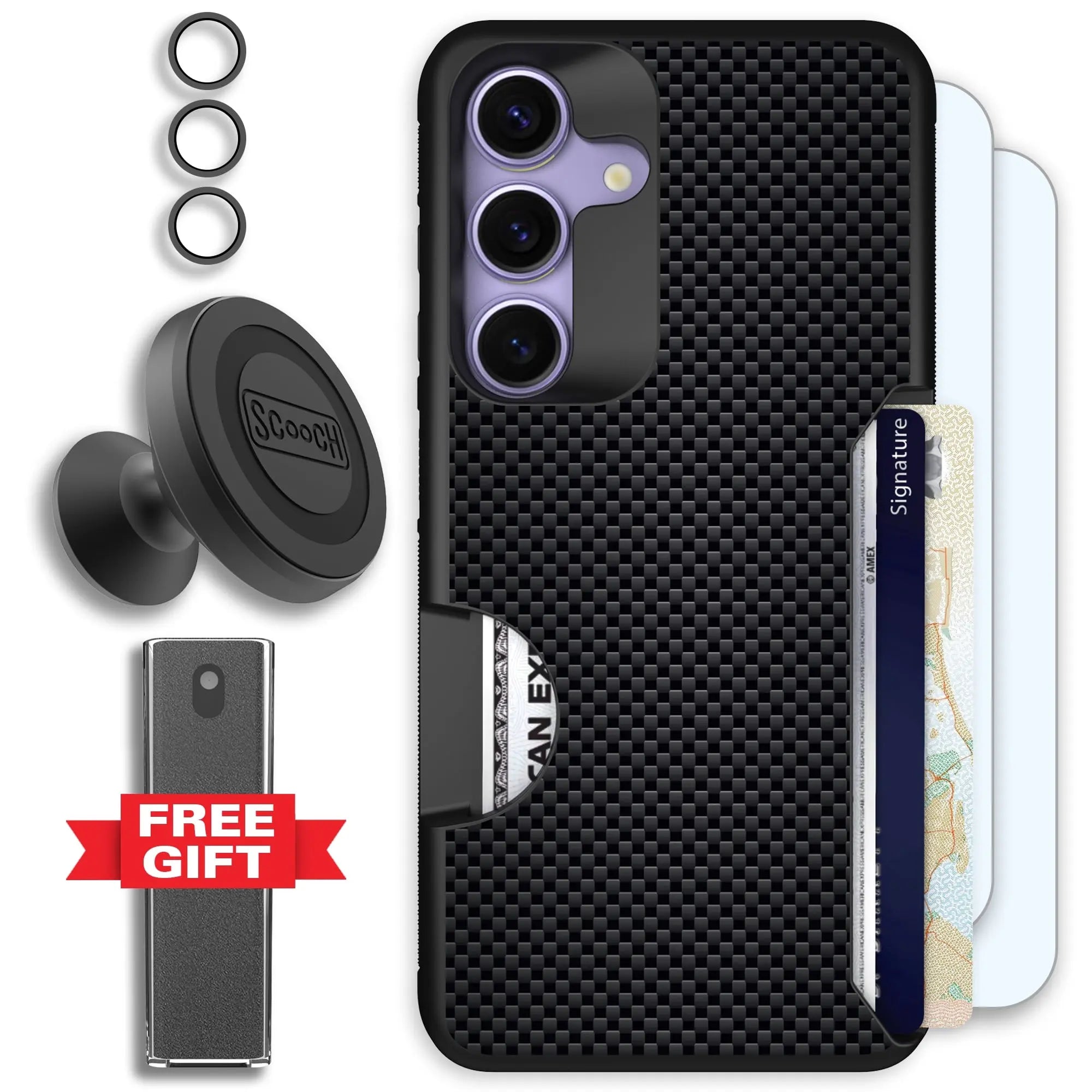 Scooch-Moneymate Defender Bundle for Samsung Galaxy S25-Carbon-Fiber