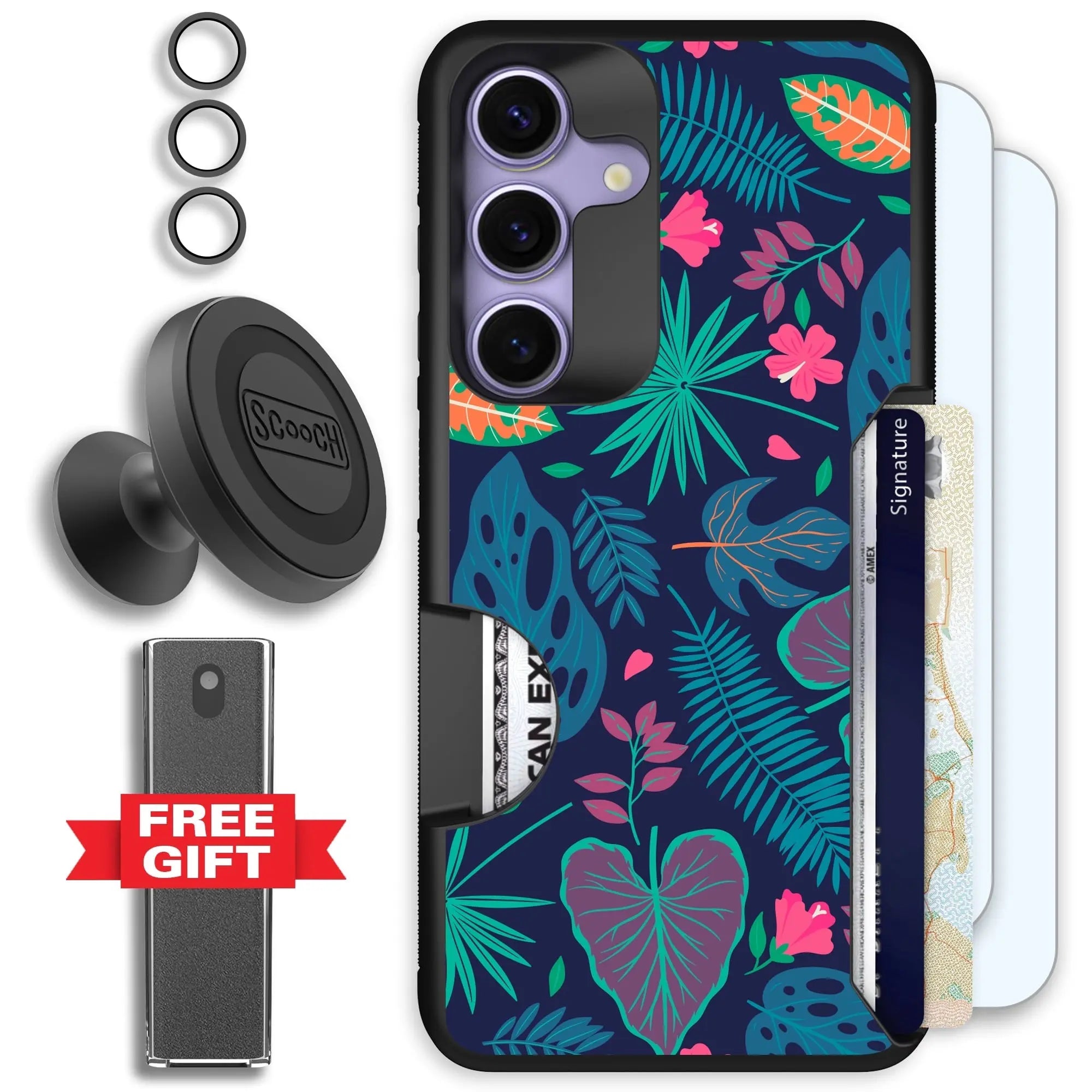 Scooch-Moneymate Defender Bundle for Samsung Galaxy S25-Tropical-Leaves