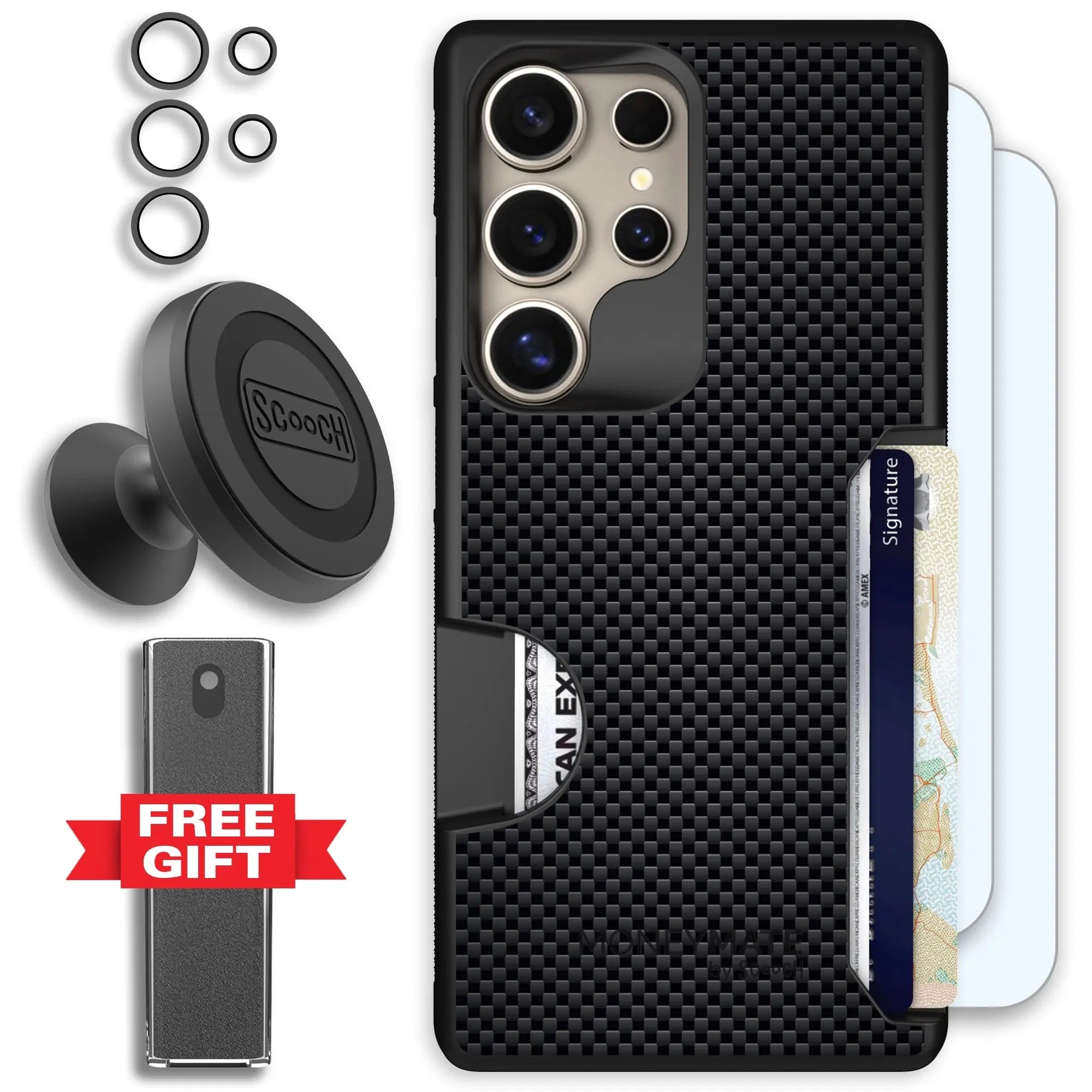 Scooch-Moneymate Defender Bundle for Samsung Galaxy S25 Ultra-Carbon-Fiber