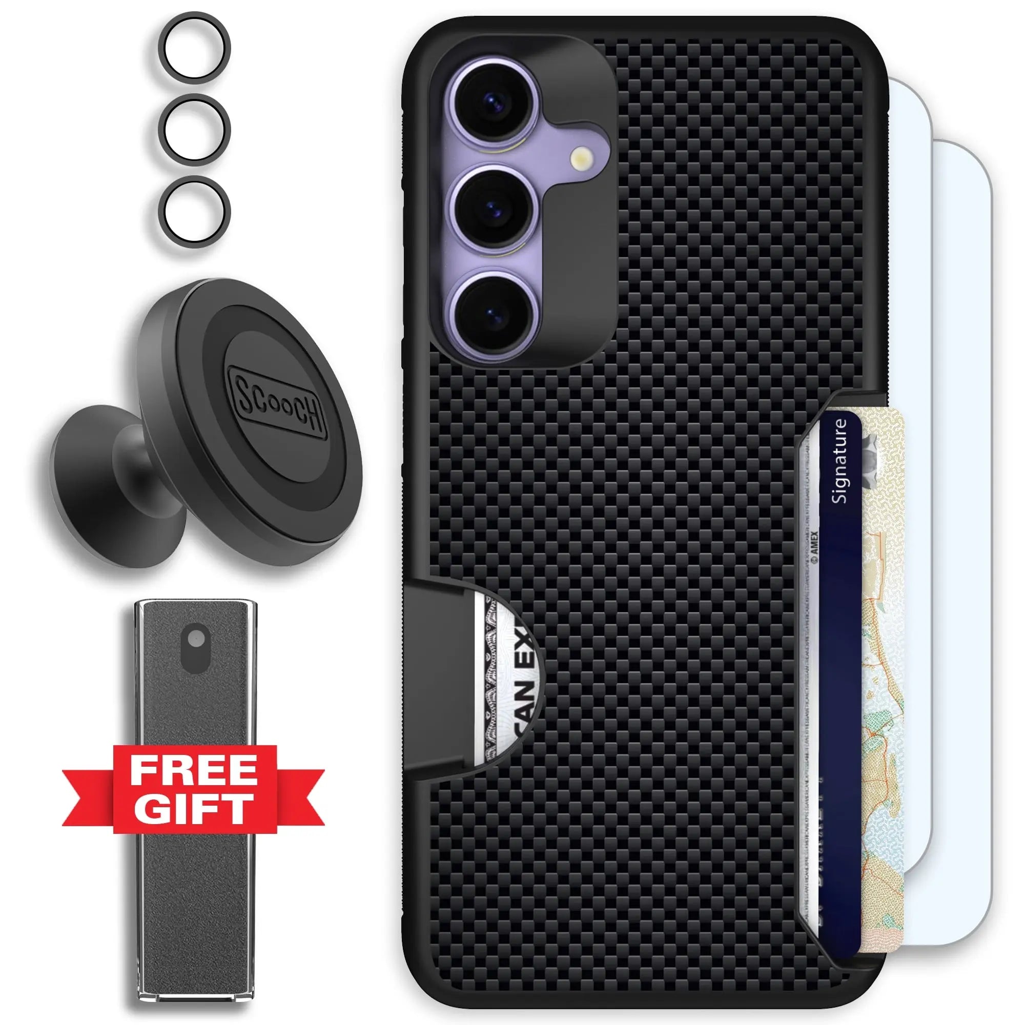 Scooch-Moneymate Defender Bundle for Samsung Galaxy S25+-Carbon-Fiber