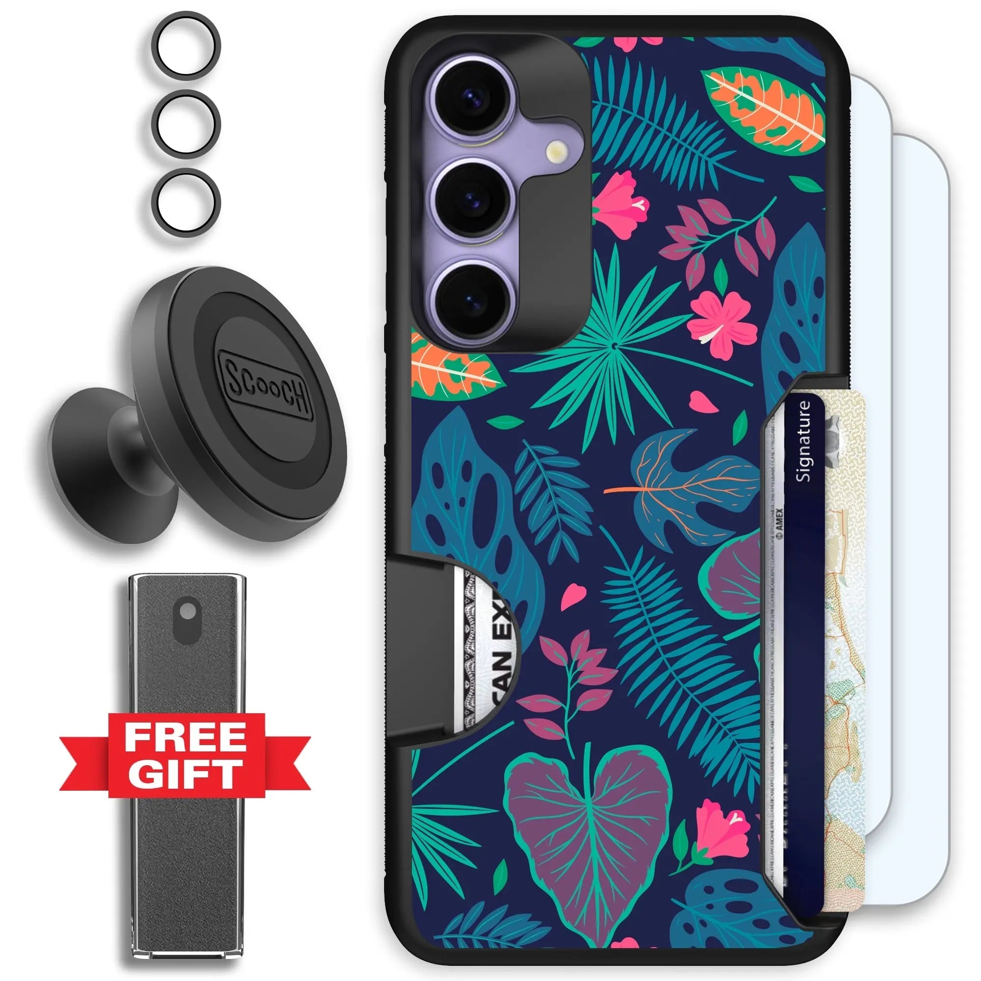 Scooch-Moneymate Defender Bundle for Samsung Galaxy S25+-Tropical-Leaves