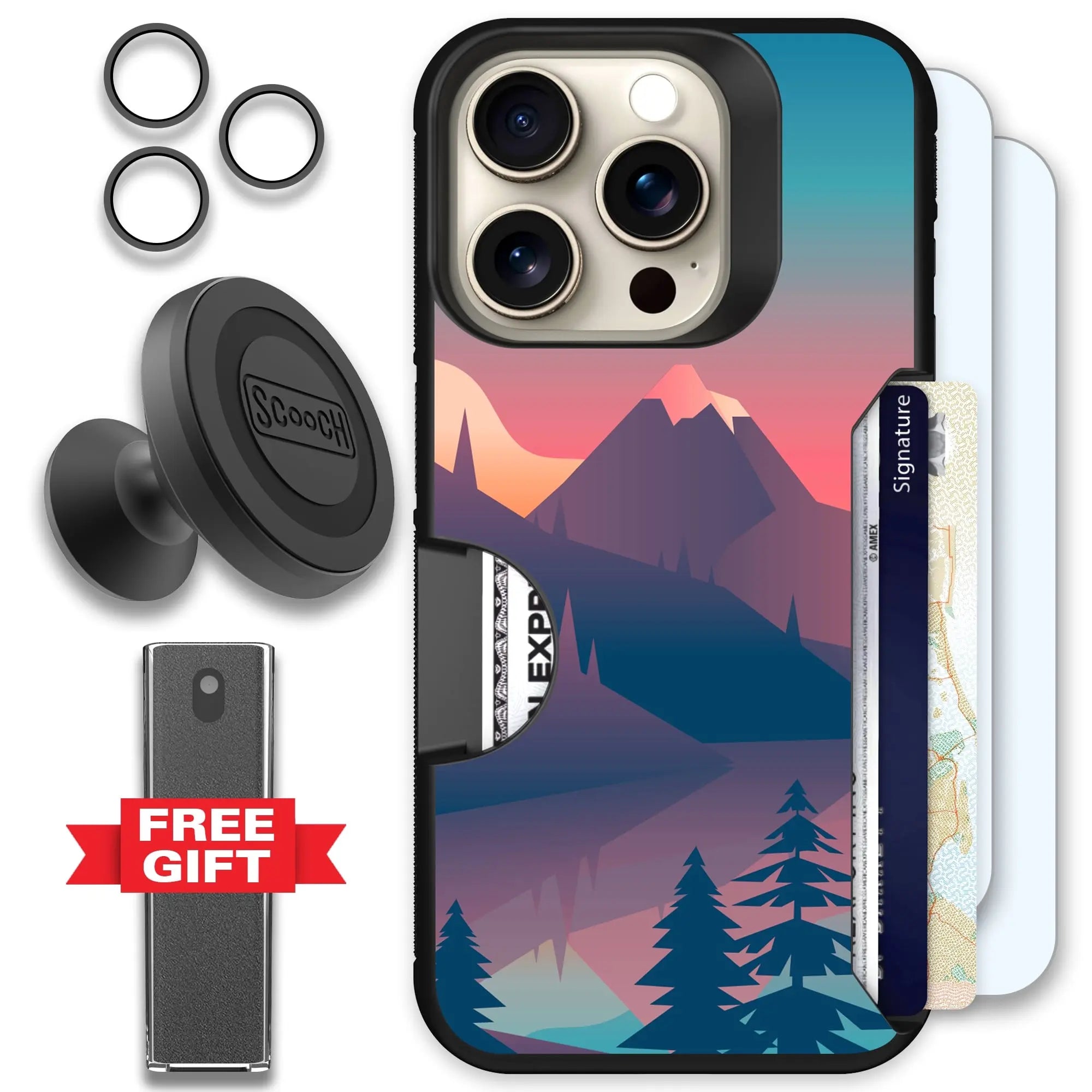 Scooch-Moneymate Defender Bundle for iPhone 15 Pro-Mountain-Range