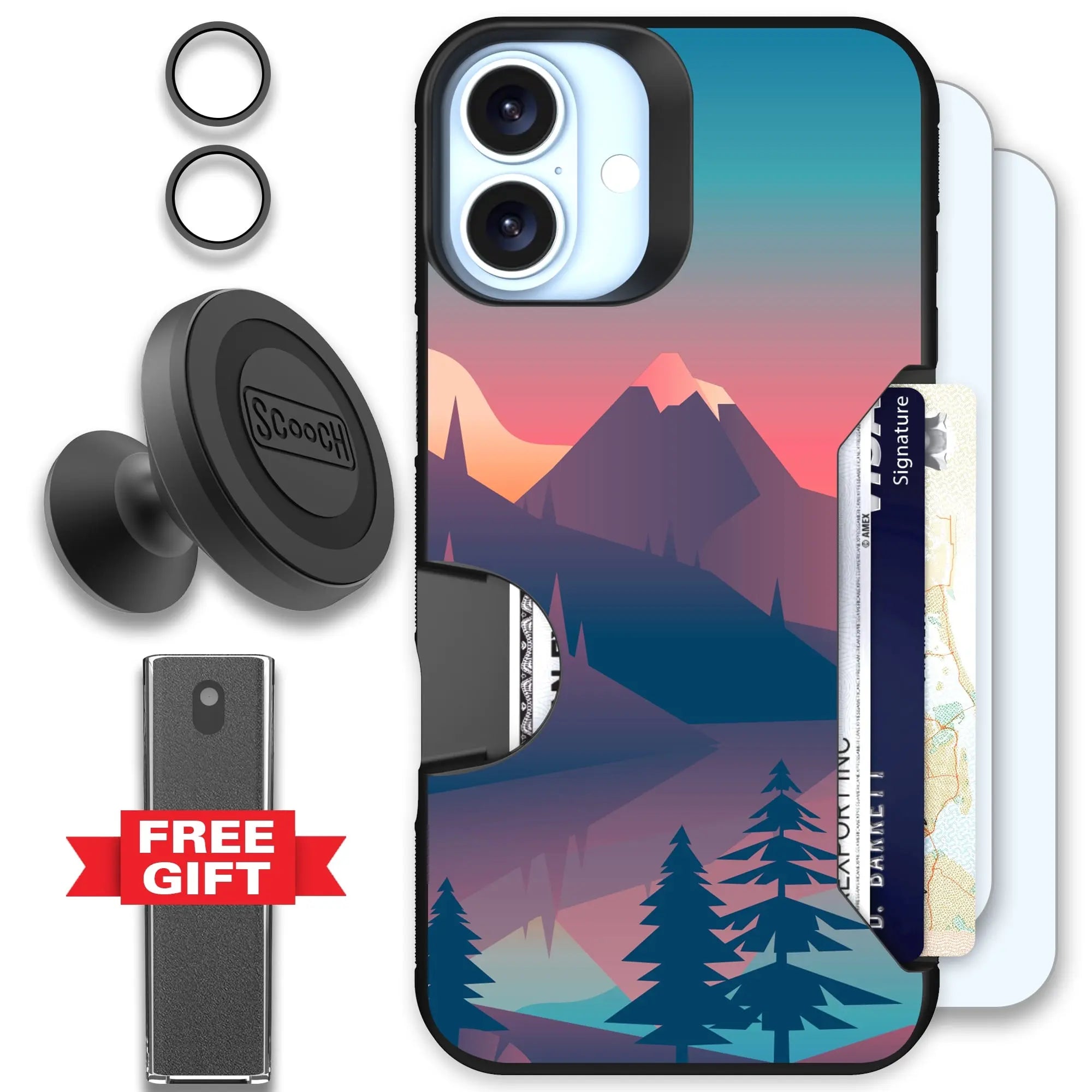 Scooch-Moneymate Defender Bundle for iPhone 16 Plus-Mountain-Range