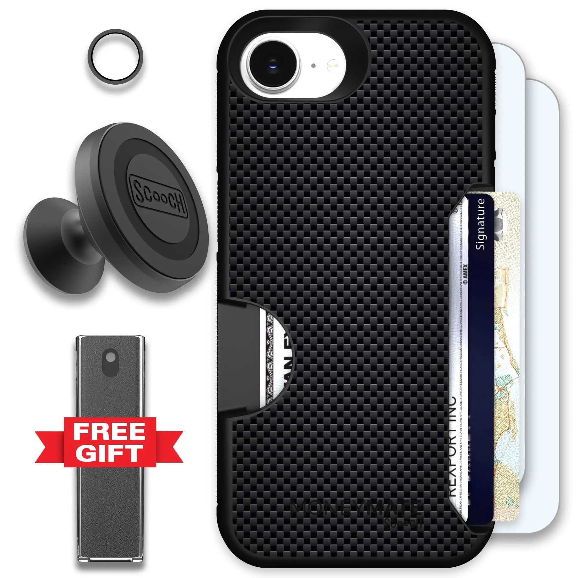 Scooch-Moneymate Defender Bundle for iPhone 16e-Carbon-Fiber